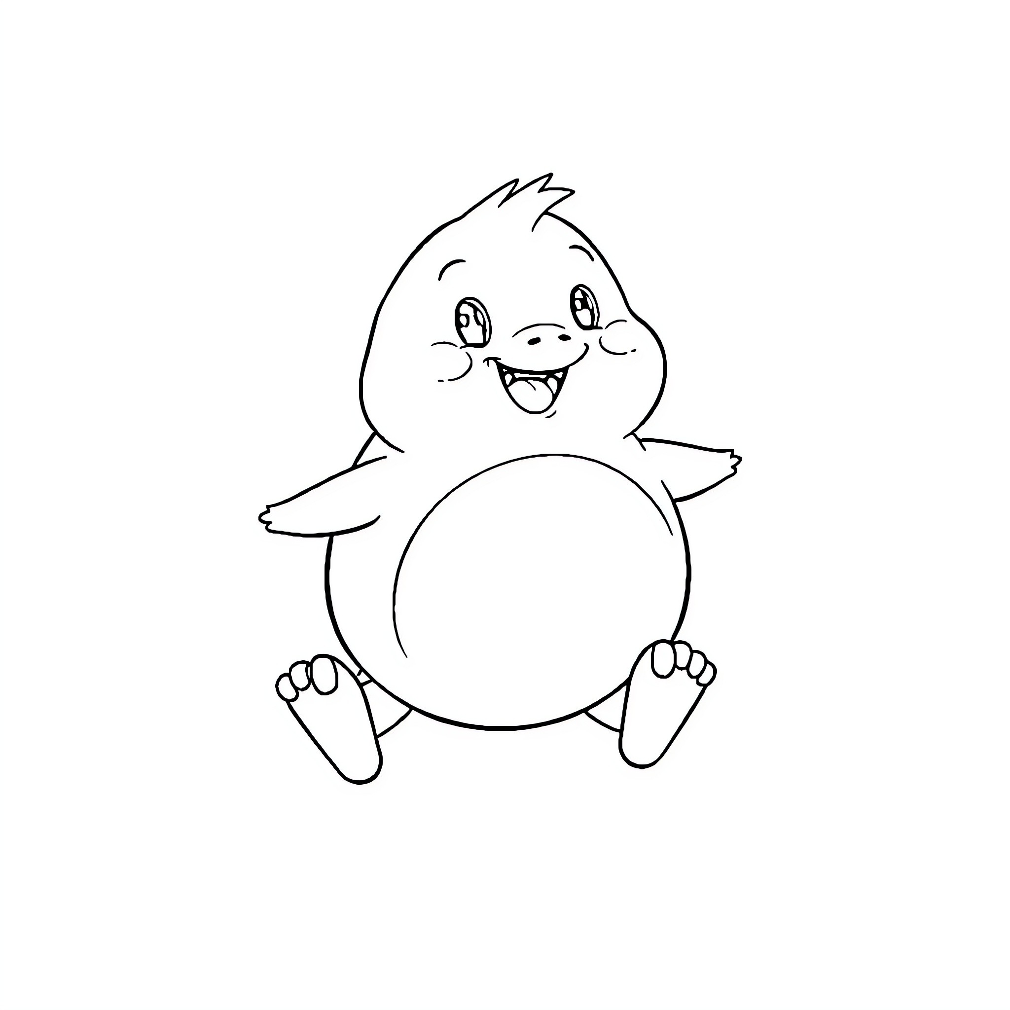 Bumpee the happy and expressive duck character Coloring Page (free black-and-white line drawing printable PDF for all, from beginners to advanced learners, including children, teens, adults, and seniors)