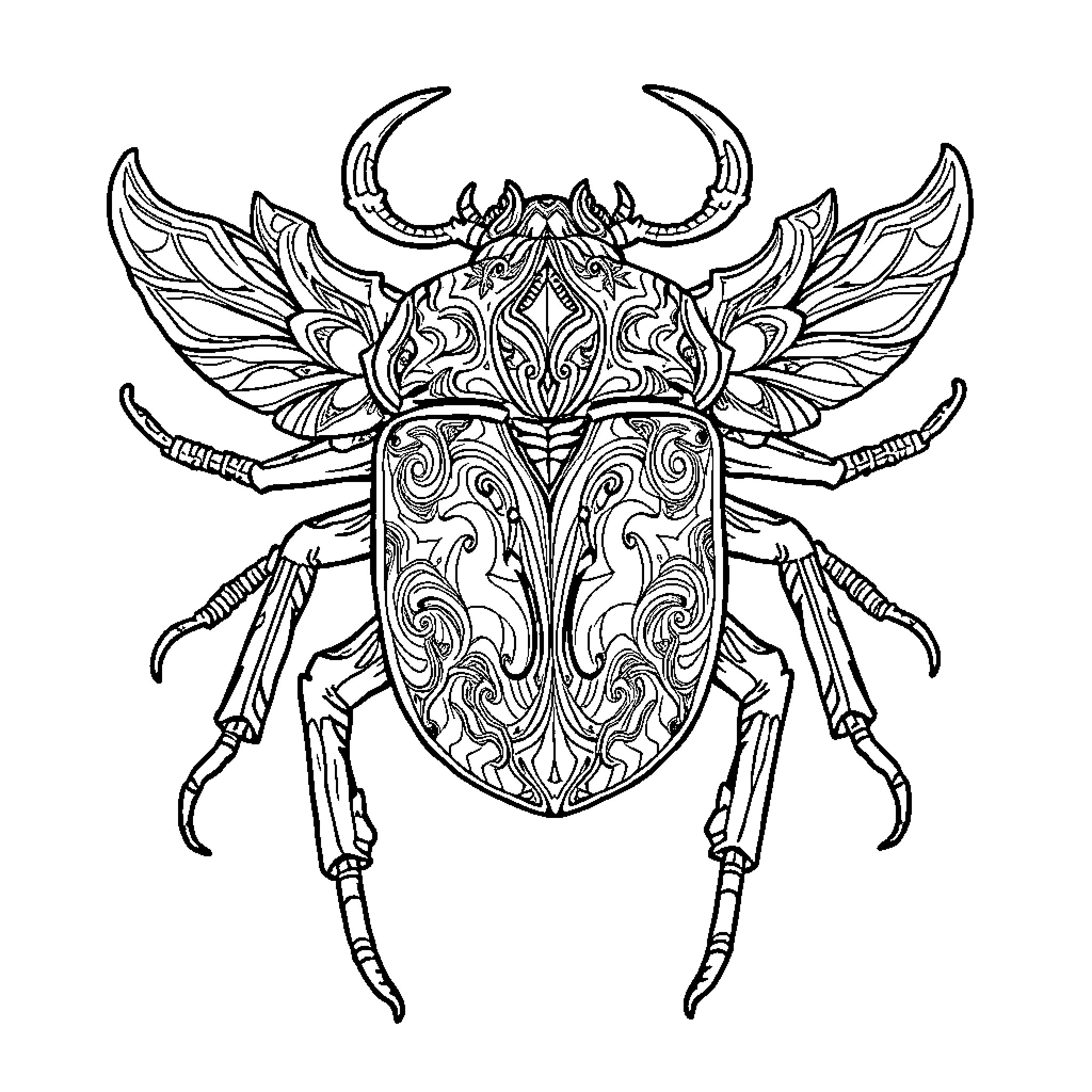 Warhammer Emblem of the Mighty Insectoid Warrior Coloring Page (free black-and-white line drawing printable PDF for all, from beginners to advanced learners, including children, teens, adults, and seniors)