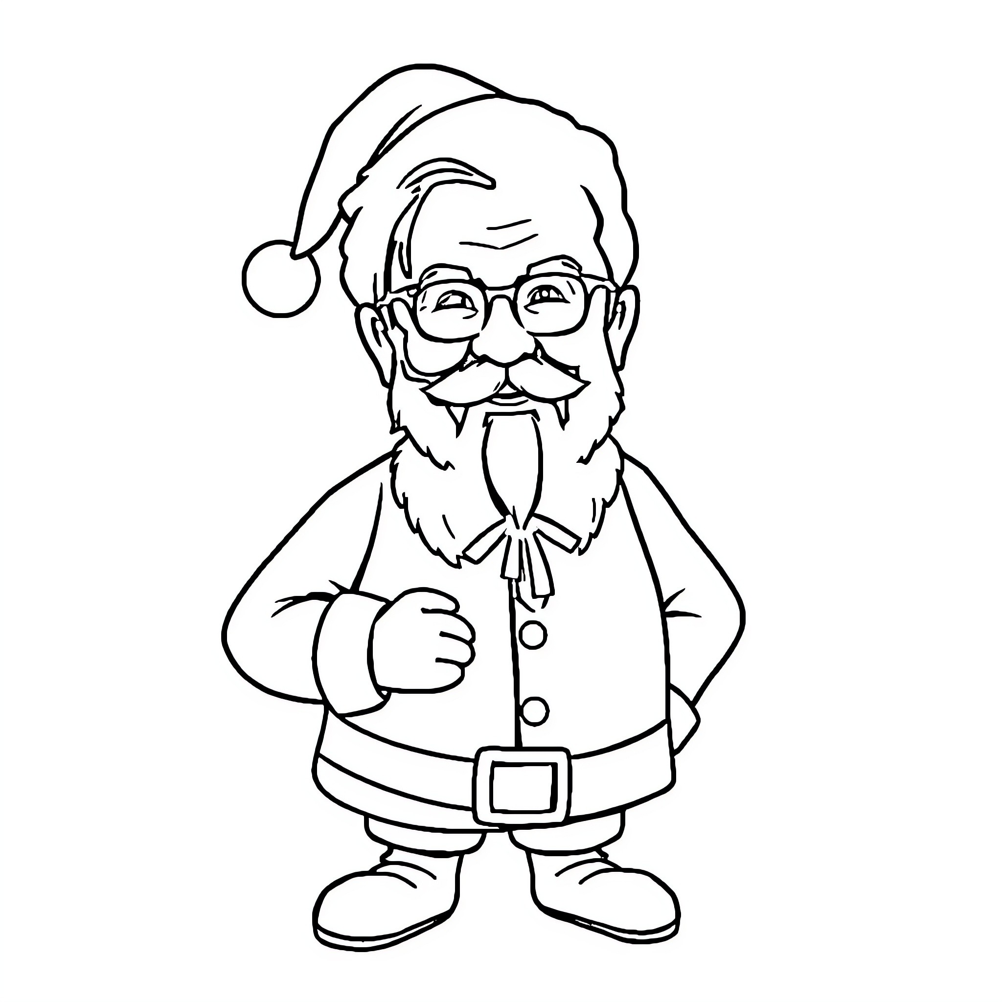 Colonel Sanders in Festive Attire Coloring Page (free black-and-white line drawing printable PDF for all, from beginners to advanced learners, including children, teens, adults, and seniors)