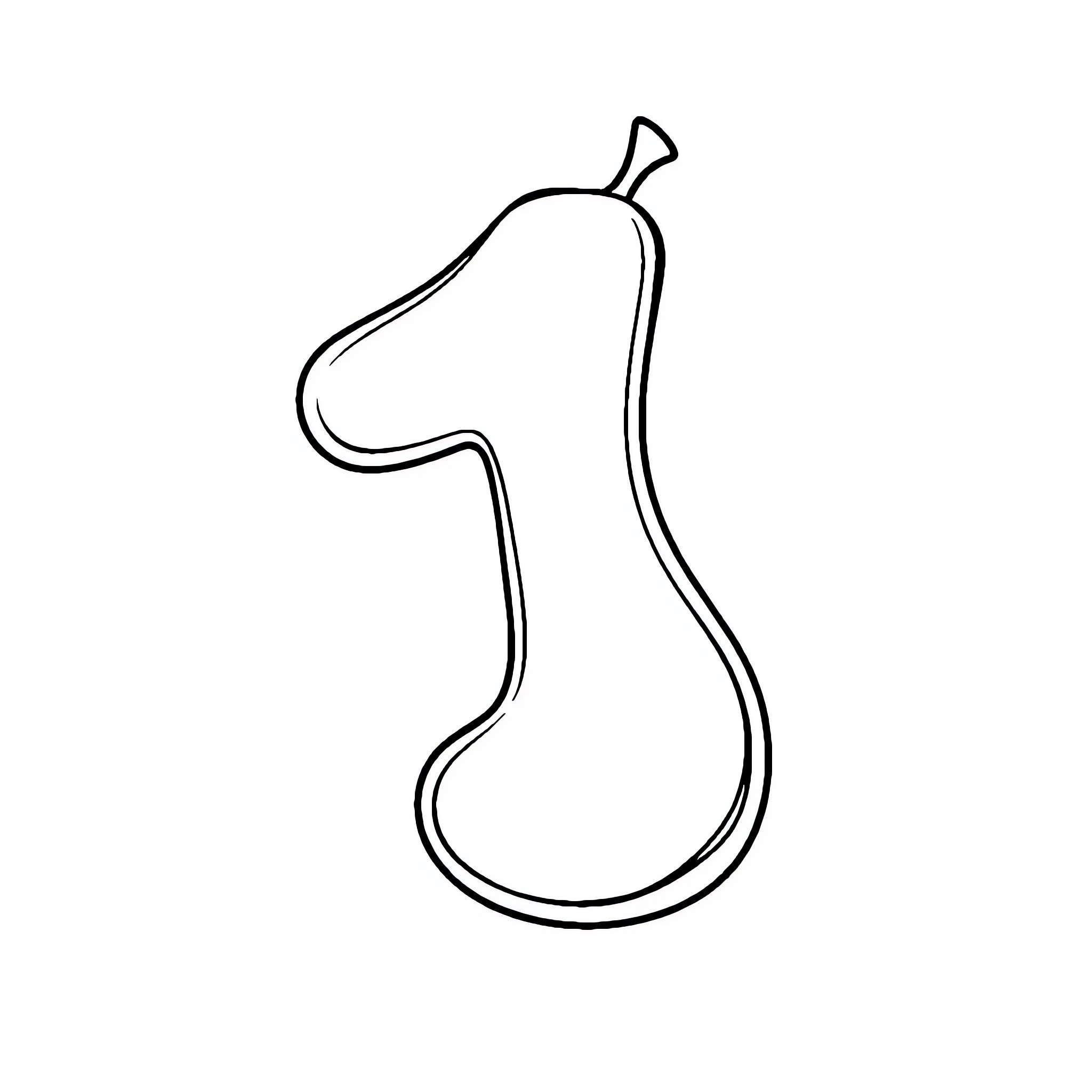 Number One Pear Outline Coloring Page (free black-and-white line drawing printable PDF for all, from beginners to advanced learners, including children, teens, adults, and seniors)
