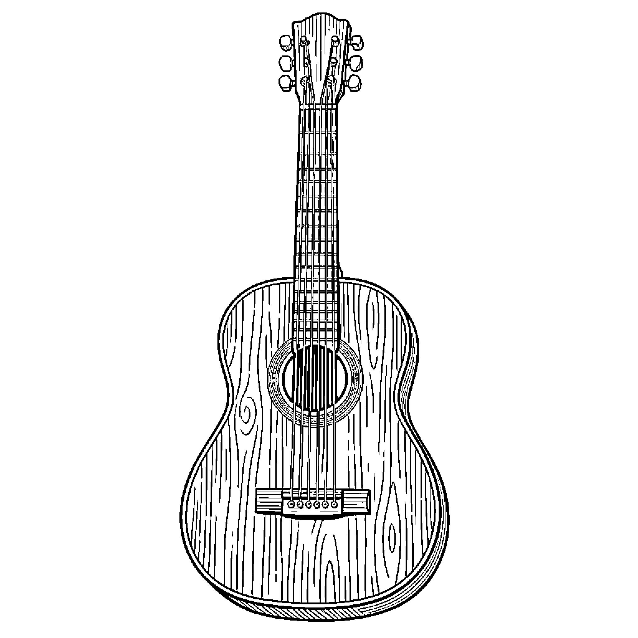 Violin in simple black and white line art Coloring Page (free black-and-white line drawing printable PDF for all, from beginners to advanced learners, including children, teens, adults, and seniors)