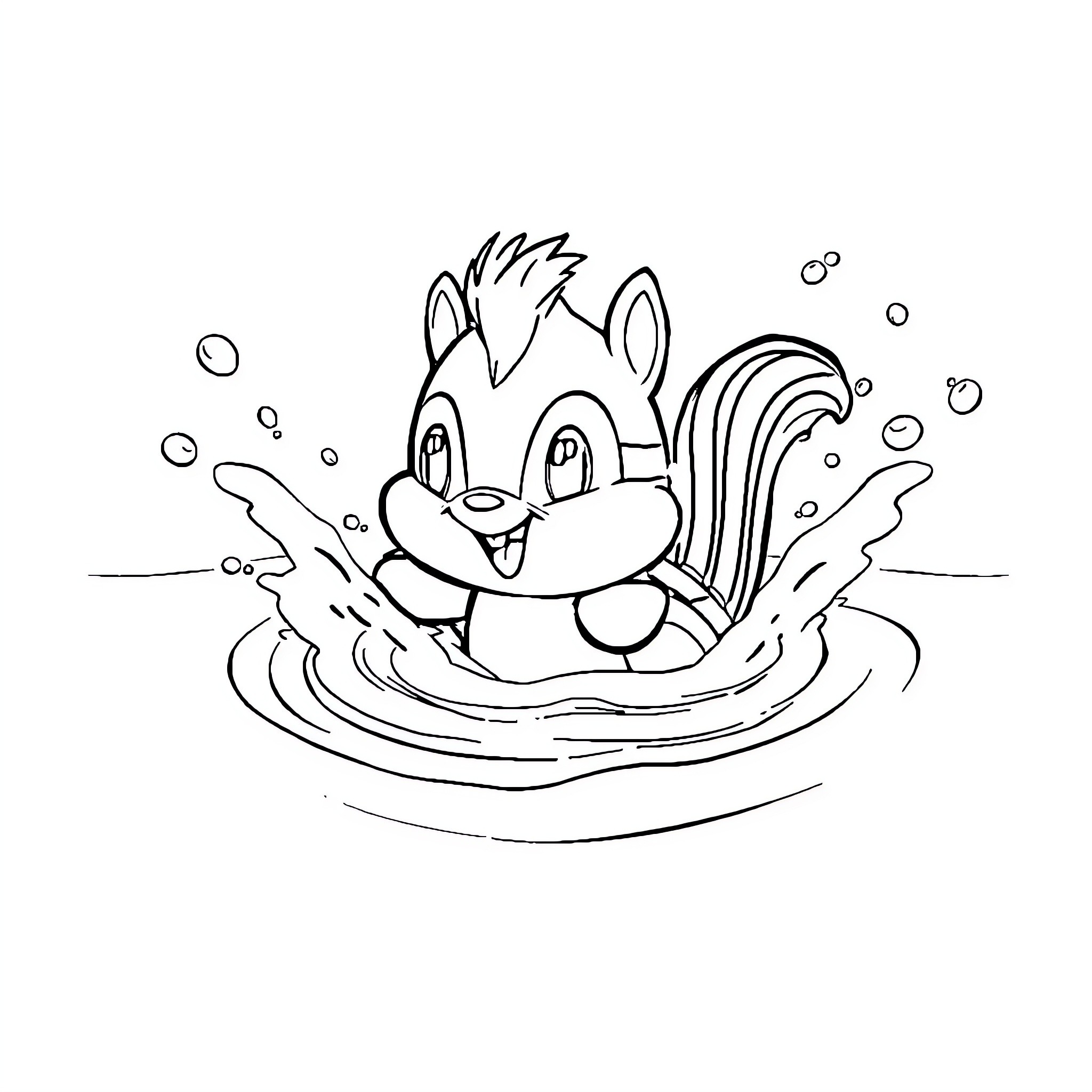 Sprunki's Splashing Adventure Coloring Page (free black-and-white line drawing printable PDF for all, from beginners to advanced learners, including children, teens, adults, and seniors)