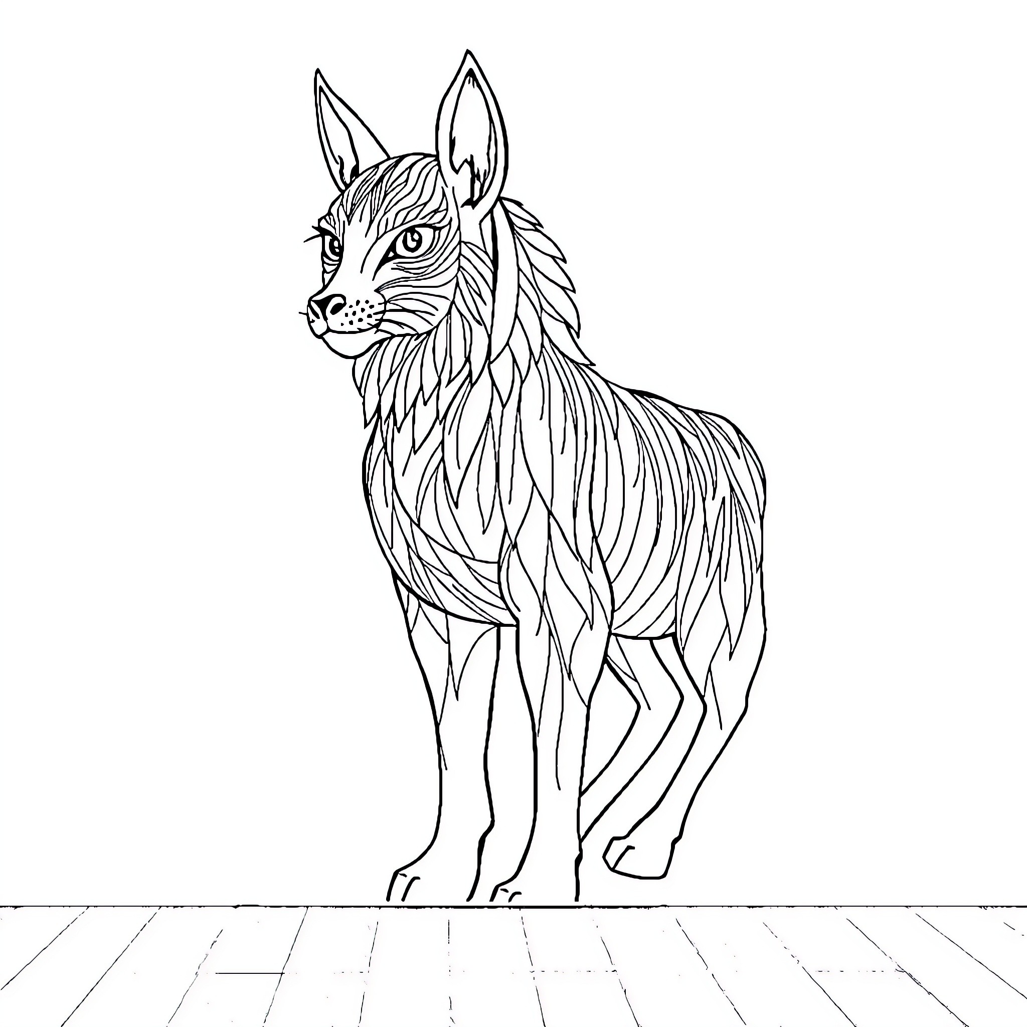 Aluminum Profiles of Fierce Wolf Illustration Coloring Page (free black-and-white line drawing printable PDF for all, from beginners to advanced learners, including children, teens, adults, and seniors)