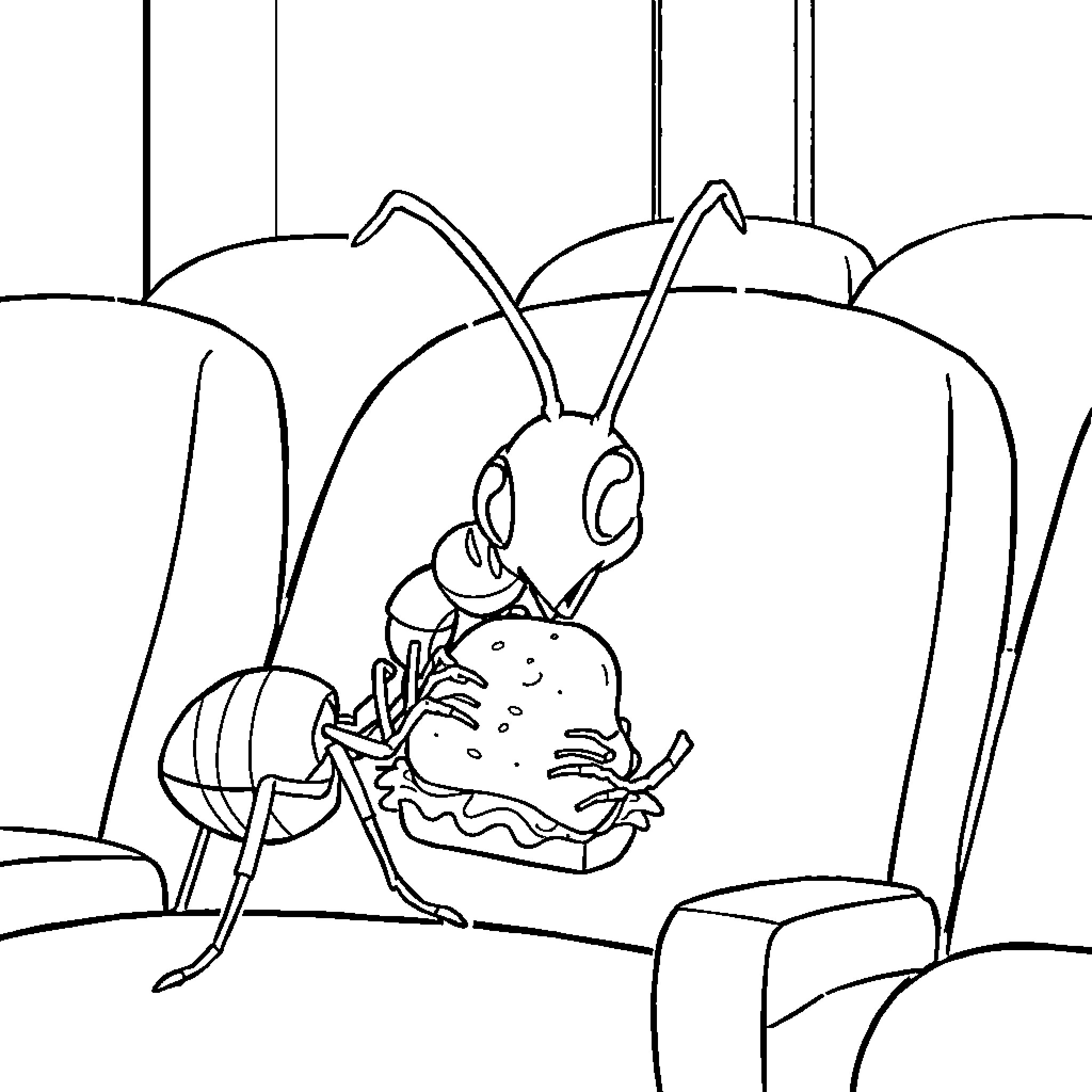 Ant exploring its surroundings Coloring Page (free black-and-white line drawing printable PDF for all, from beginners to advanced learners, including children, teens, adults, and seniors)