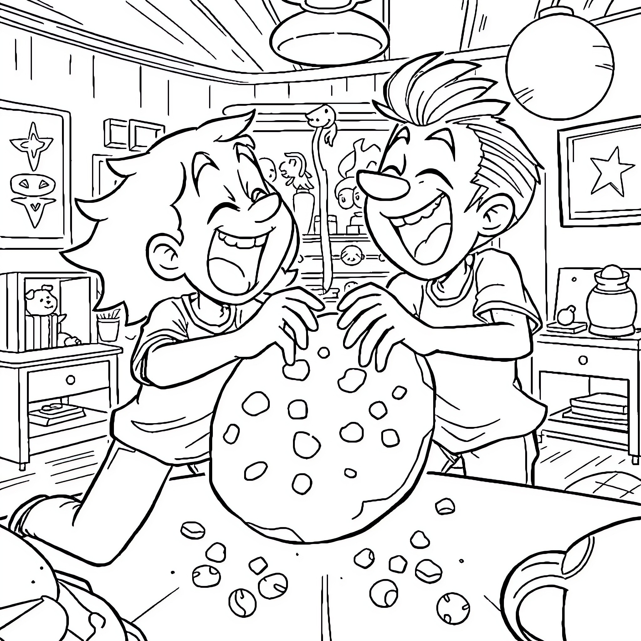 Kai Cenat in a Playful Baking Scene Coloring Page (free black-and-white line drawing printable PDF for all, from beginners to advanced learners, including children, teens, adults, and seniors)