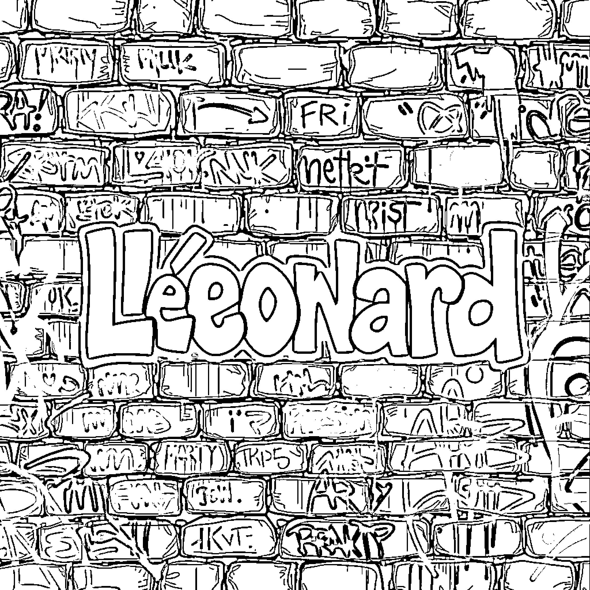 Wall of Graffiti and Street Art Coloring Page (free black-and-white line drawing printable PDF for all, from beginners to advanced learners, including children, teens, adults, and seniors)