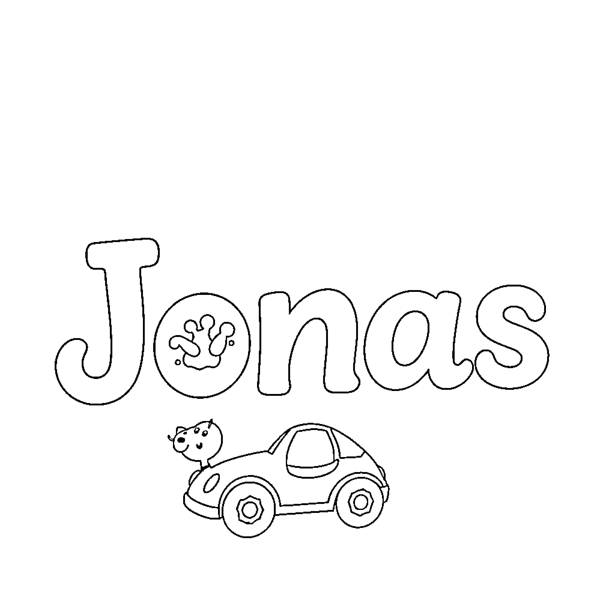 Name playing with toy car Coloring Page (free black-and-white line drawing printable PDF for all, from beginners to advanced learners, including children, teens, adults, and seniors)