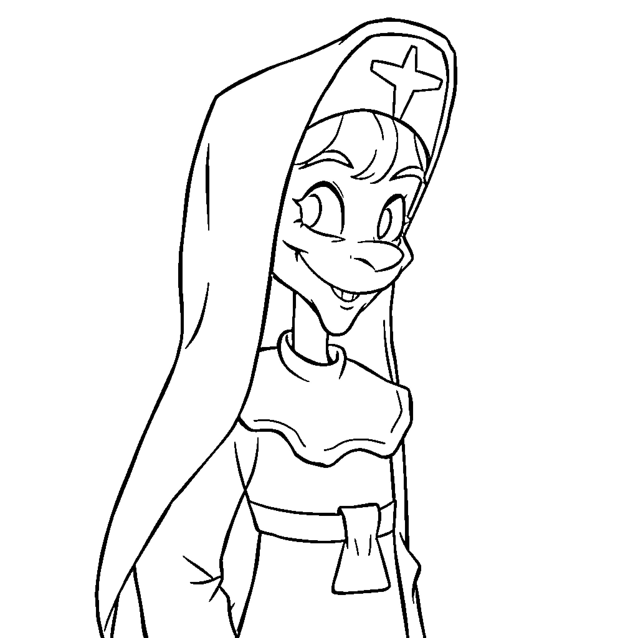 Alastor in cheerful and playful attire Coloring Page (free black-and-white line drawing printable PDF for all, from beginners to advanced learners, including children, teens, adults, and seniors)