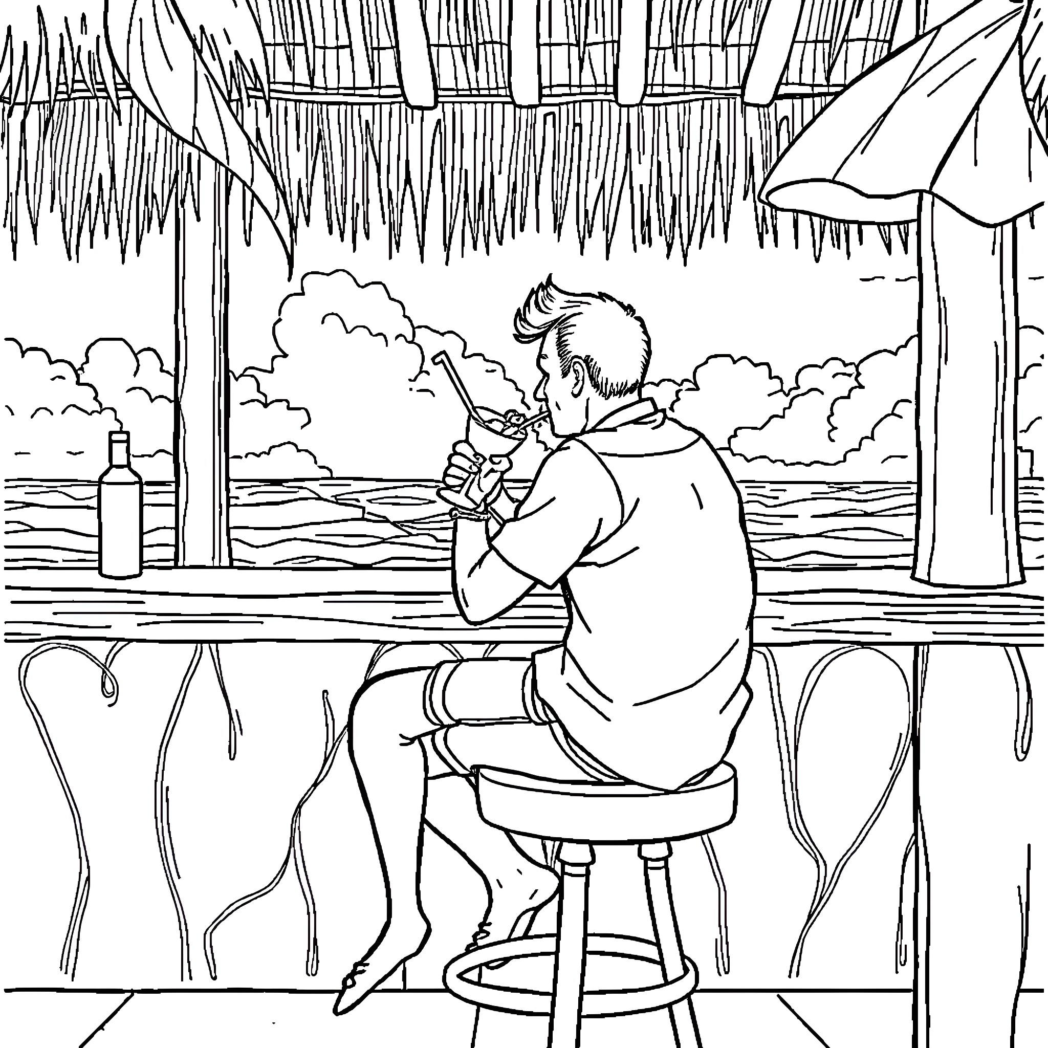 Ronald A. Gelok enjoying a relaxed afternoon outdoors Coloring Page (free black-and-white line drawing printable PDF for all, from beginners to advanced learners, including children, teens, adults, and seniors)
