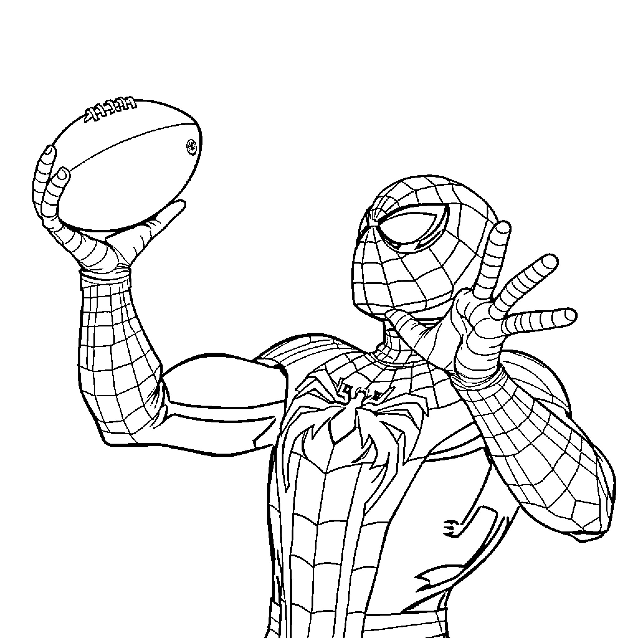 Spiderman striking a heroic pose Coloring Page (free black-and-white line drawing printable PDF for all, from beginners to advanced learners, including children, teens, adults, and seniors)