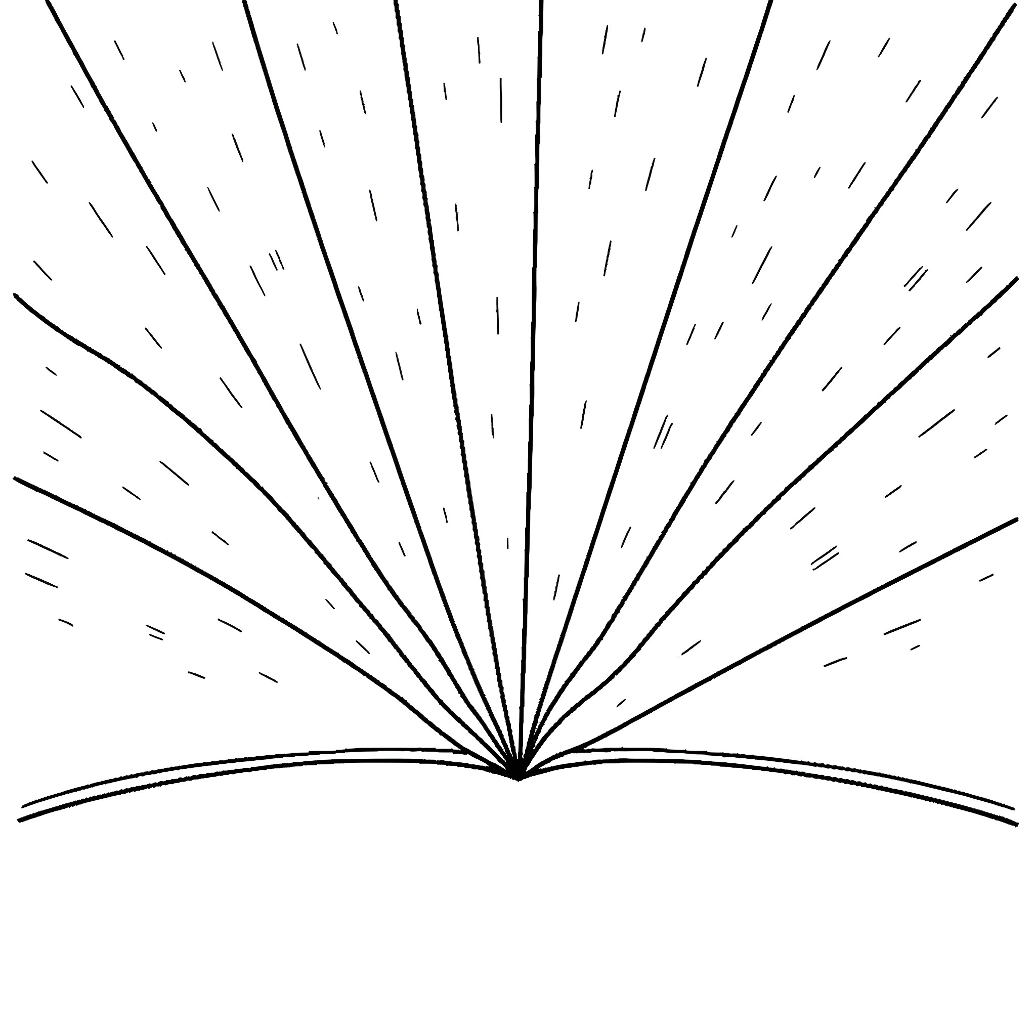 Laser Radiating Light from Opened Book Coloring Page (free black-and-white line drawing printable PDF for all, from beginners to advanced learners, including children, teens, adults, and seniors)