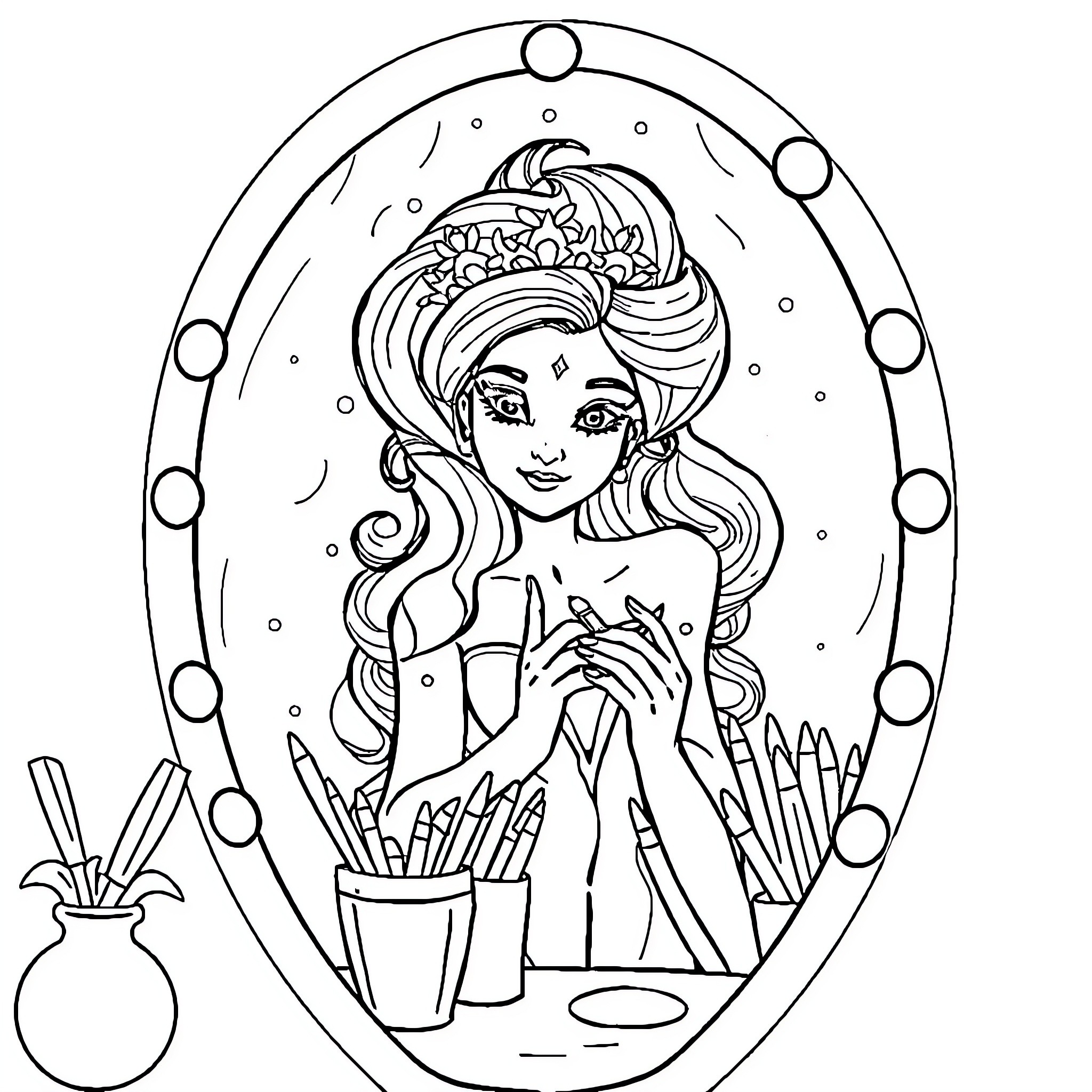 Miraculous Artistic Expression of a Creative Individual Coloring Page (free black-and-white line drawing printable PDF for all, from beginners to advanced learners, including children, teens, adults, and seniors)