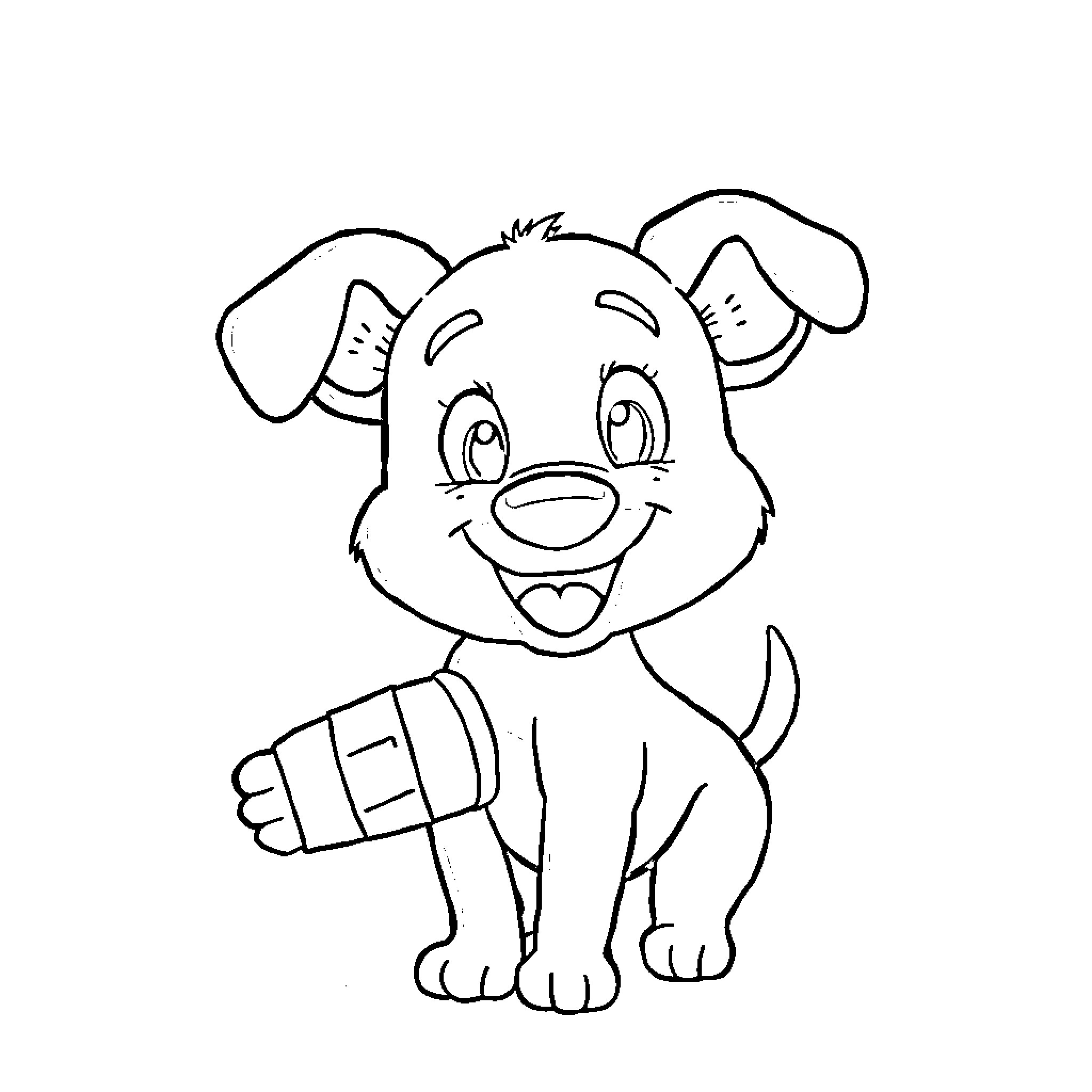 Bluey the Happy Puppy in Black and White Coloring Page (free black-and-white line drawing printable PDF for all, from beginners to advanced learners, including children, teens, adults, and seniors)