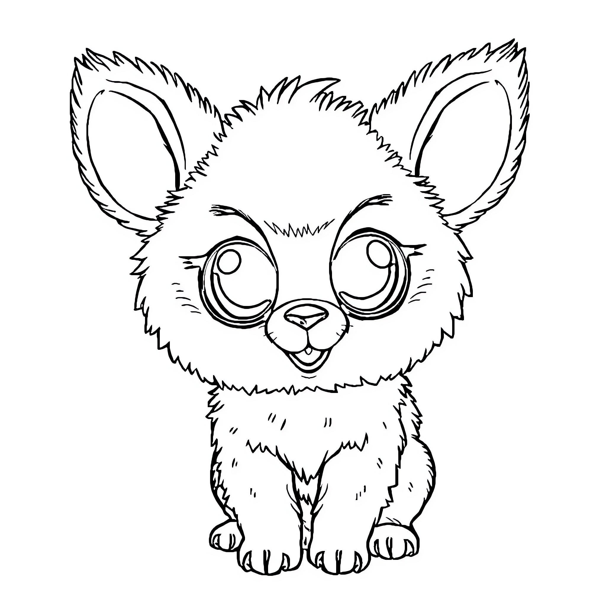 Labubu the adorable and curious animal Coloring Page (free black-and-white line drawing printable PDF for all, from beginners to advanced learners, including children, teens, adults, and seniors)