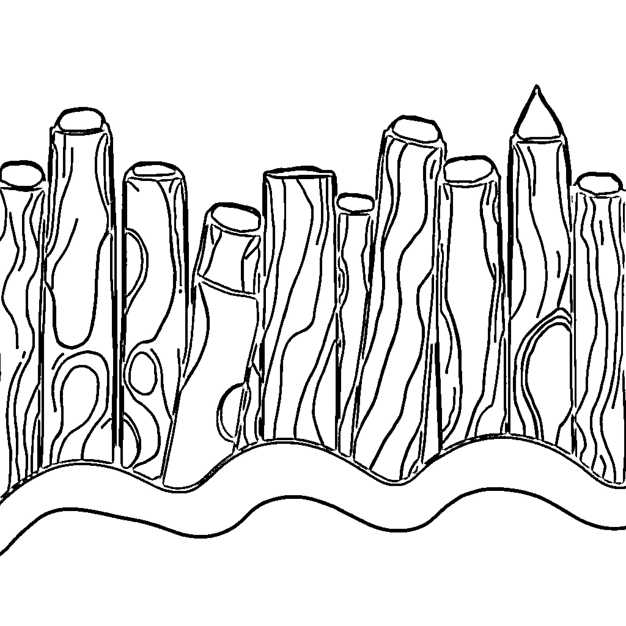 Pop Tube Abstract Shapes and Forms Coloring Page (free black-and-white line drawing printable PDF for all, from beginners to advanced learners, including children, teens, adults, and seniors)