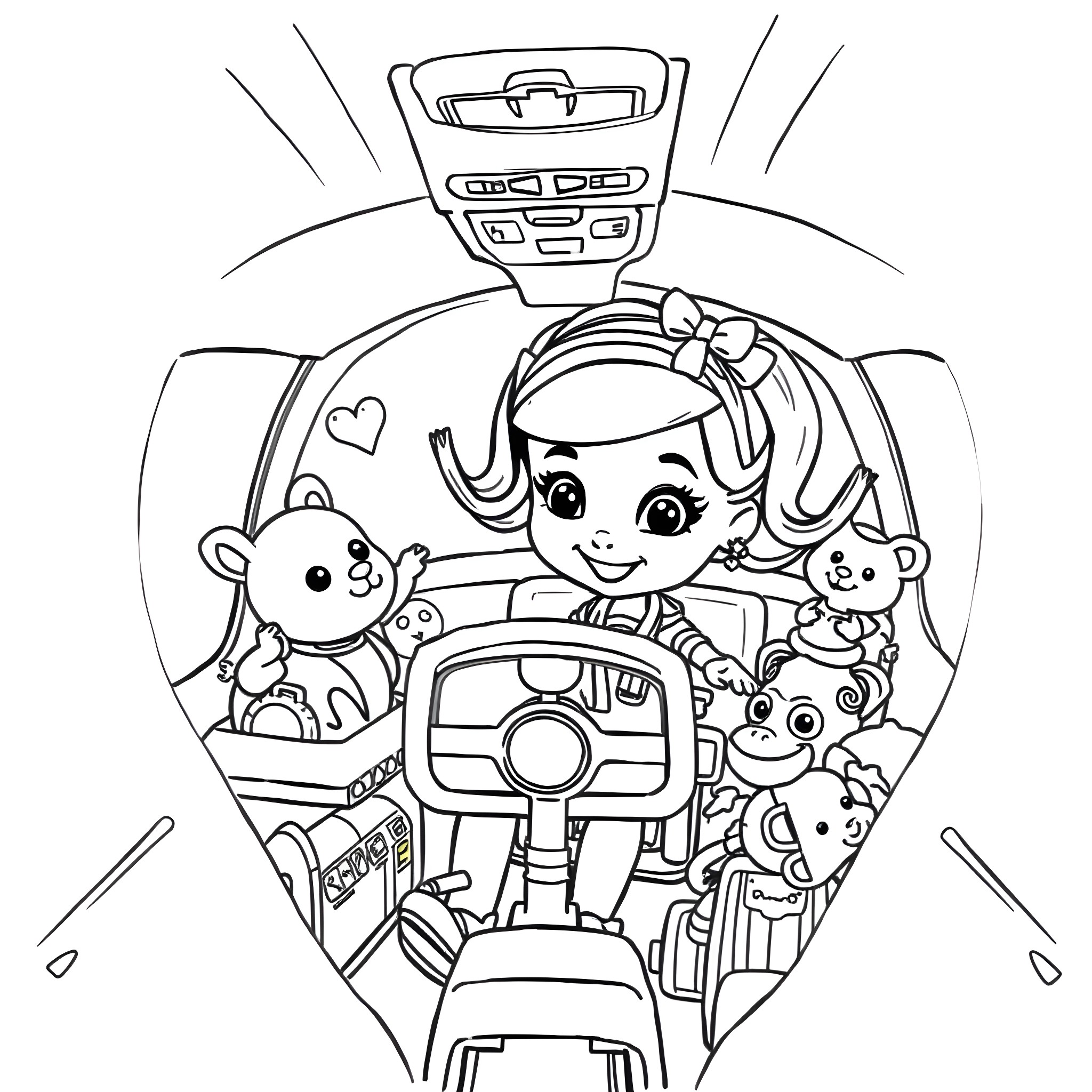 Doc McStuffins and her friends on a medical adventure Coloring Page (free black-and-white line drawing printable PDF for all, from beginners to advanced learners, including children, teens, adults, and seniors)