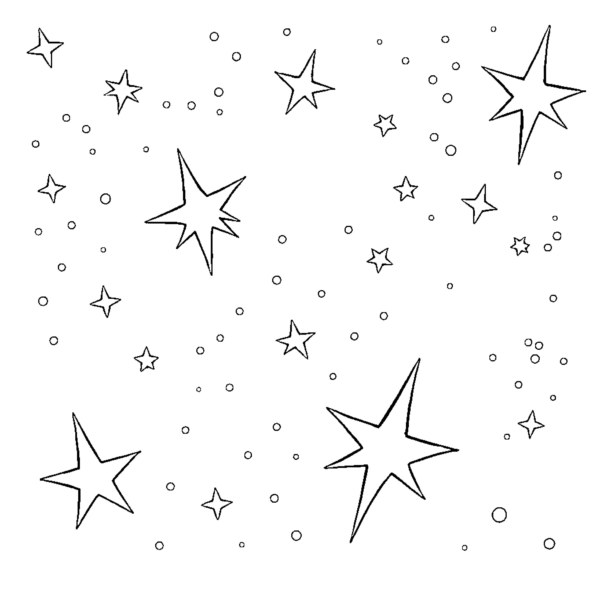 Star-filled Starry Night Sky Coloring Page (free black-and-white line drawing printable PDF for all, from beginners to advanced learners, including children, teens, adults, and seniors)