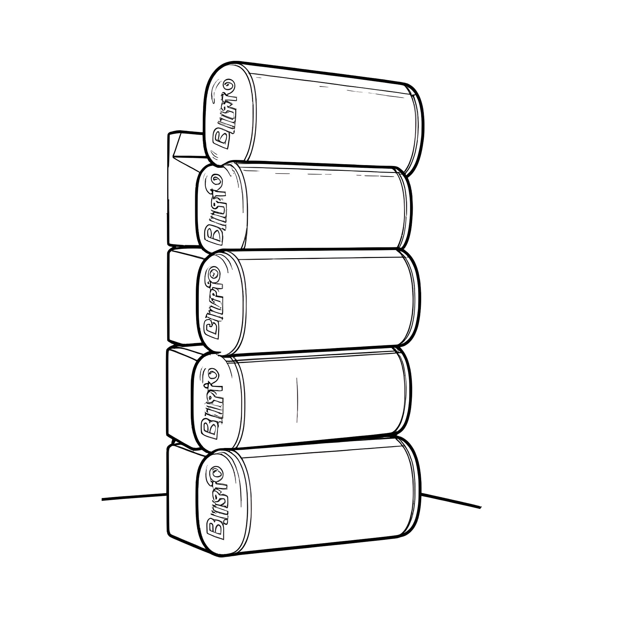 Busch Lite Apple cans stacked in a tower Coloring Page (free black-and-white line drawing printable PDF for all, from beginners to advanced learners, including children, teens, adults, and seniors)