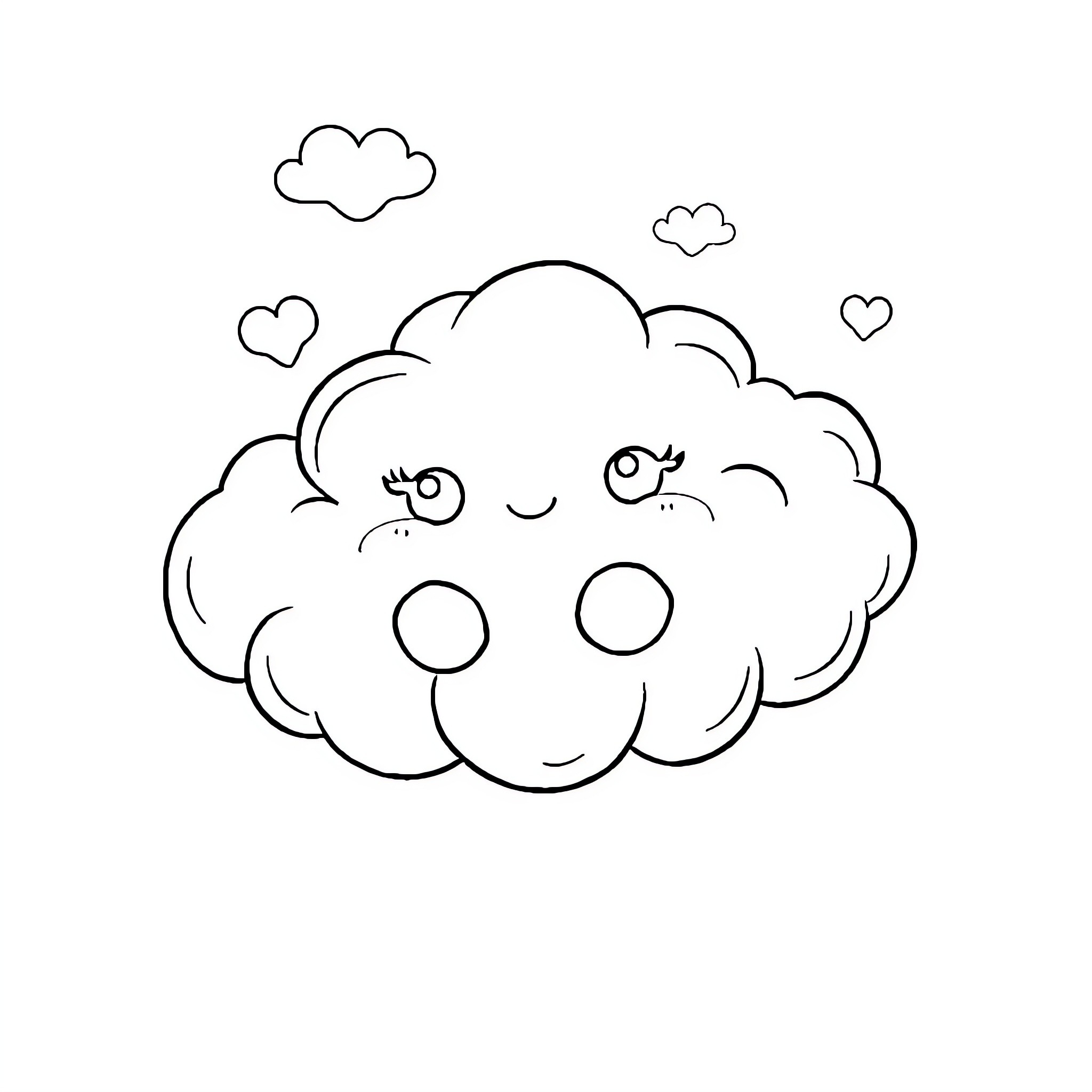 Cloud Spirit playing joyfully in the sky Coloring Page (free black-and-white line drawing printable PDF for all, from beginners to advanced learners, including children, teens, adults, and seniors)