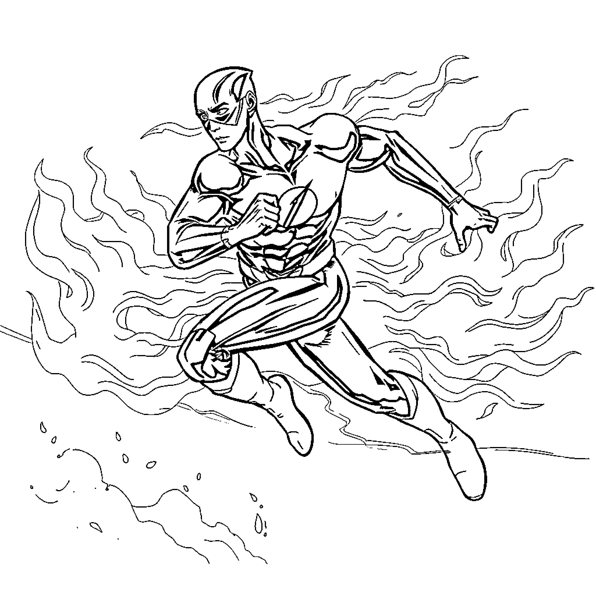Flash surging through dynamic energy field Coloring Page (free black-and-white line drawing printable PDF for all, from beginners to advanced learners, including children, teens, adults, and seniors)