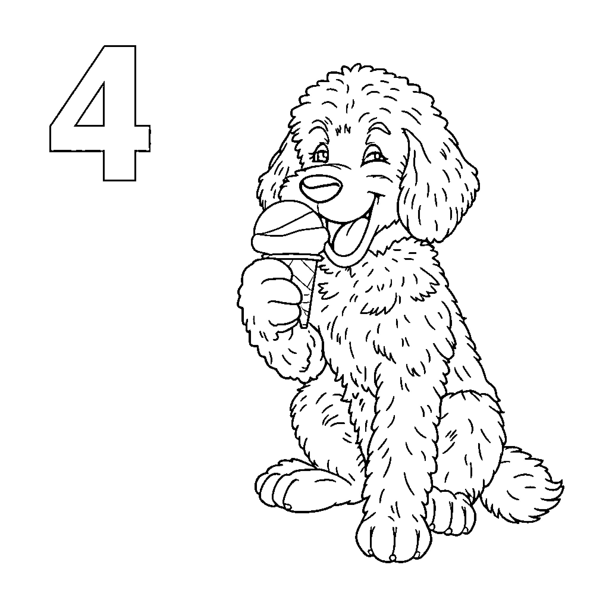 Doodle of a cute puppy holding a bone Coloring Page (free black-and-white line drawing printable PDF for all, from beginners to advanced learners, including children, teens, adults, and seniors)