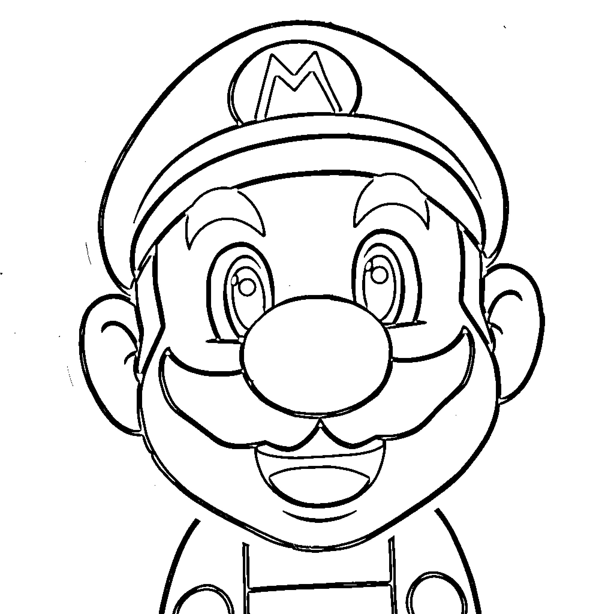 Mario character in a cartoon-style illustration Coloring Page (free black-and-white line drawing printable PDF for all, from beginners to advanced learners, including children, teens, adults, and seniors)