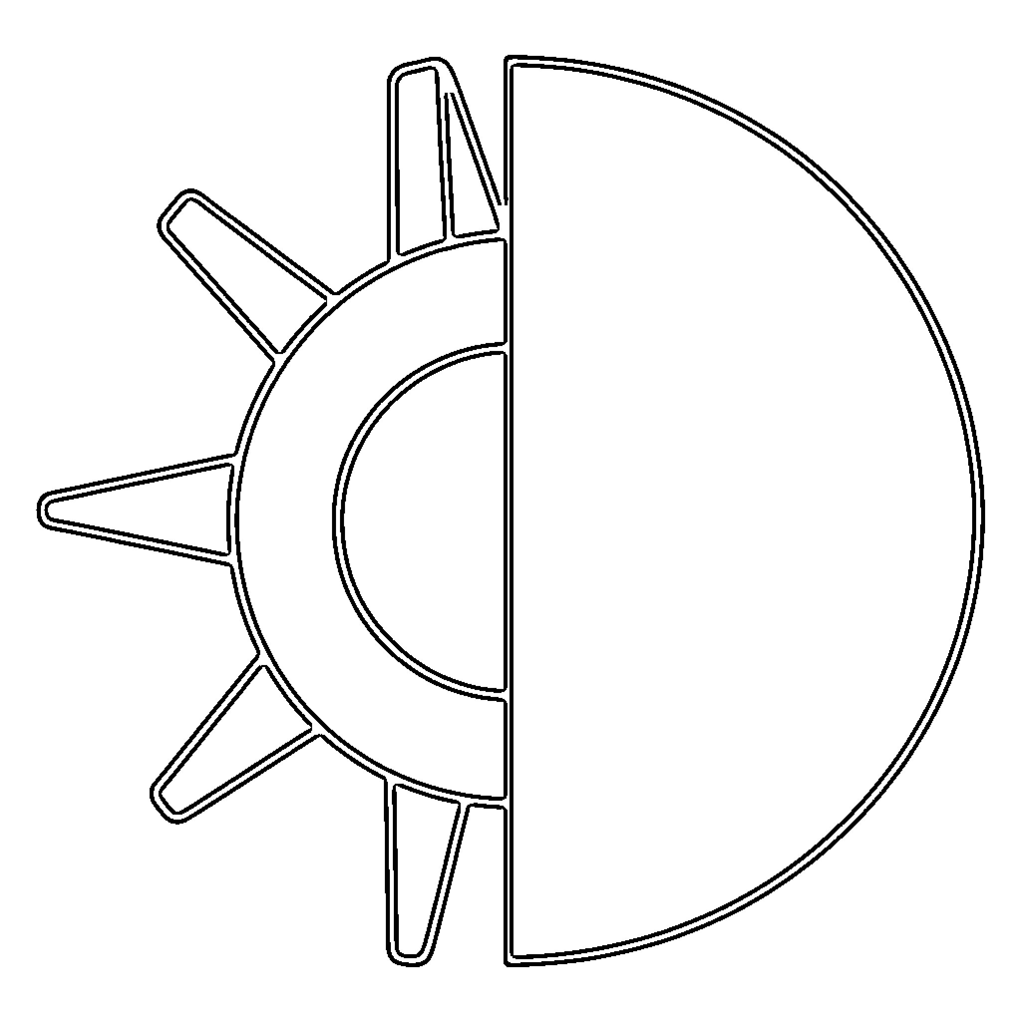 Sun shining brightly with rays extending outwards Coloring Page (free black-and-white line drawing printable PDF for all, from beginners to advanced learners, including children, teens, adults, and seniors)