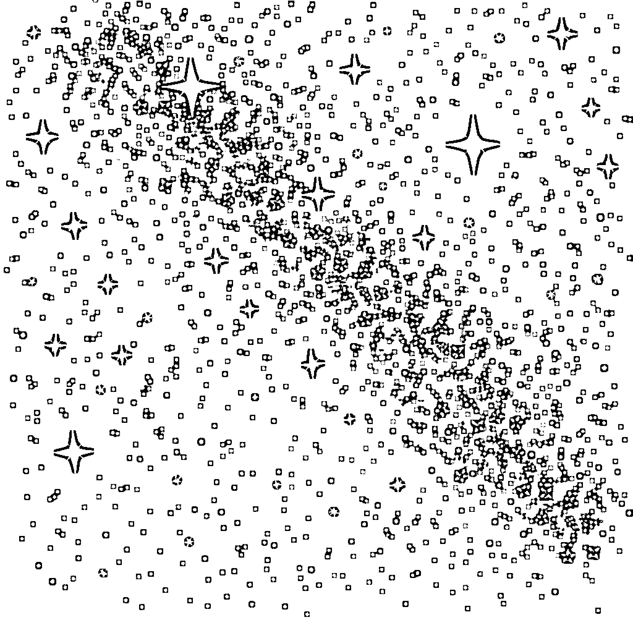 Star-filled night sky with twinkling celestial bodies Coloring Page (free black-and-white line drawing printable PDF for all, from beginners to advanced learners, including children, teens, adults, and seniors)