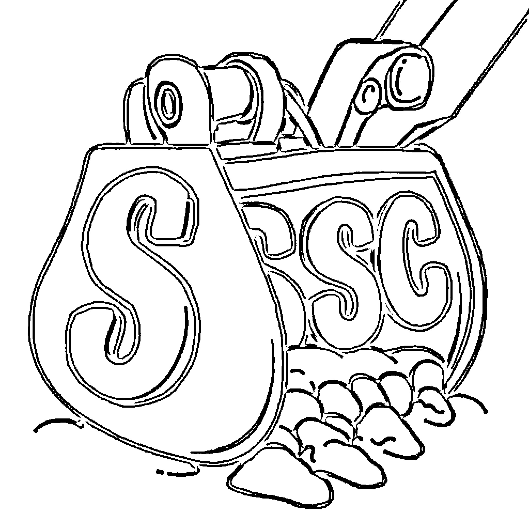 Excavator digging and scooping earth Coloring Page (free black-and-white line drawing printable PDF for all, from beginners to advanced learners, including children, teens, adults, and seniors)