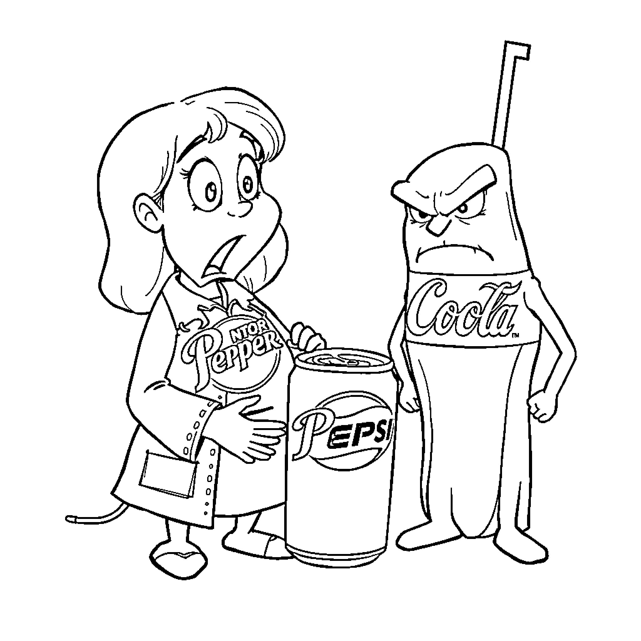 Doctor Pepper caught in soda brand rivalry Coloring Page (free black-and-white line drawing printable PDF for all, from beginners to advanced learners, including children, teens, adults, and seniors)
