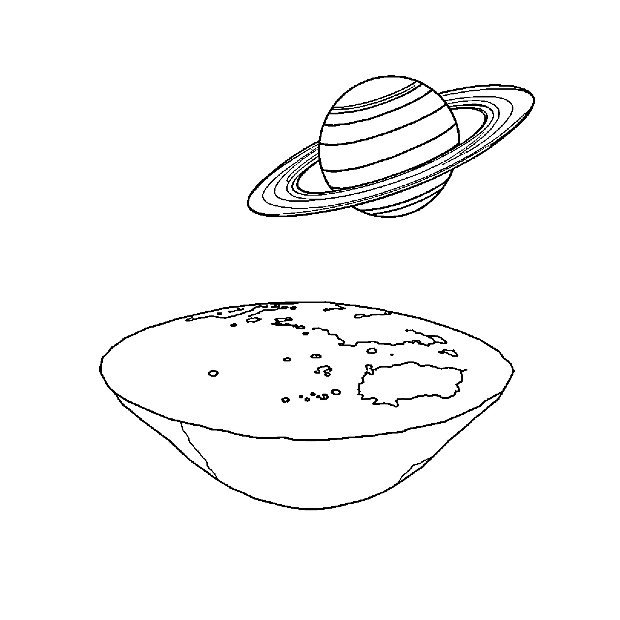 Earth's celestial bodies in outline Coloring Page (free black-and-white line drawing printable PDF for all, from beginners to advanced learners, including children, teens, adults, and seniors)