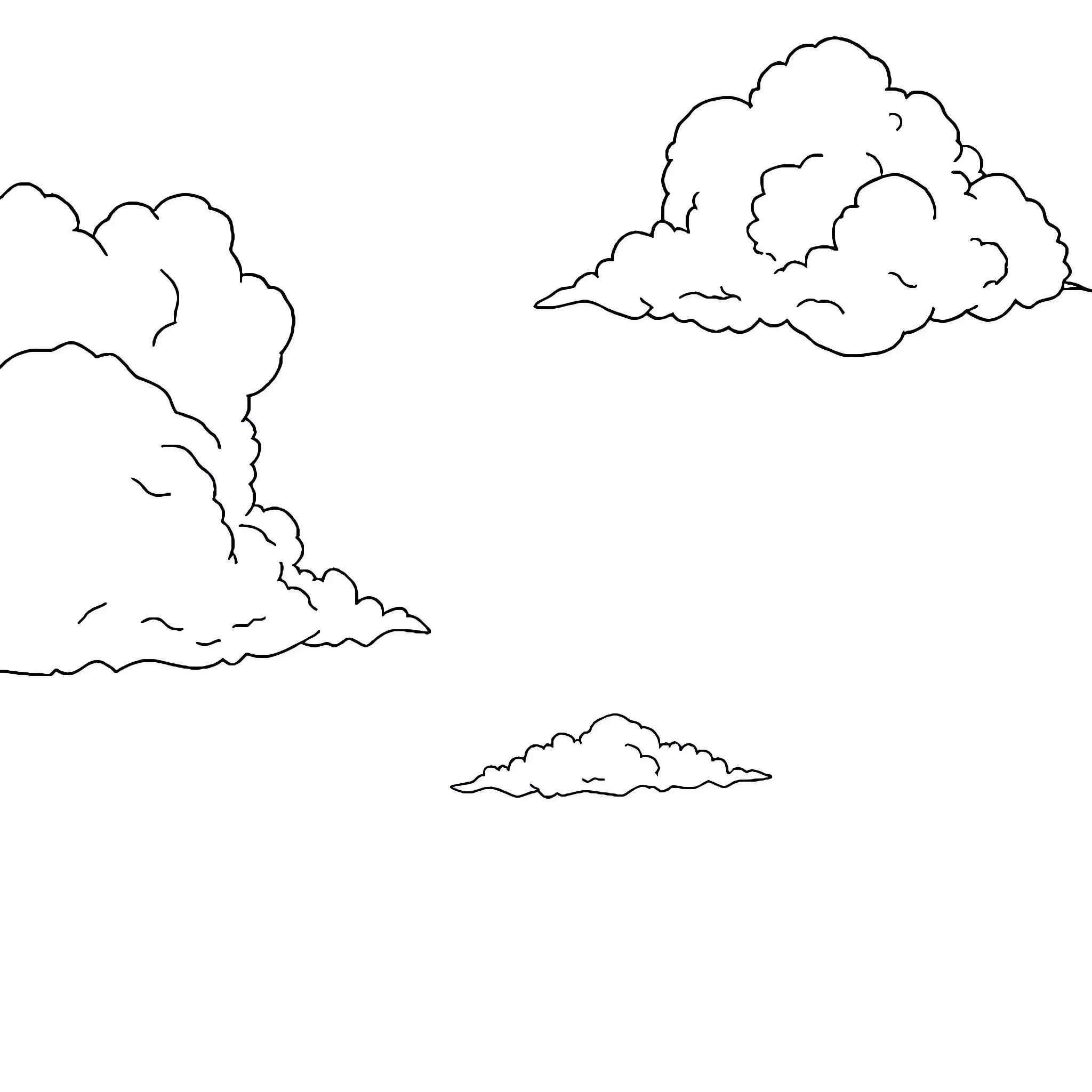 Bluy Clouds Drifting in the Sky Coloring Page (free black-and-white line drawing printable PDF for all, from beginners to advanced learners, including children, teens, adults, and seniors)