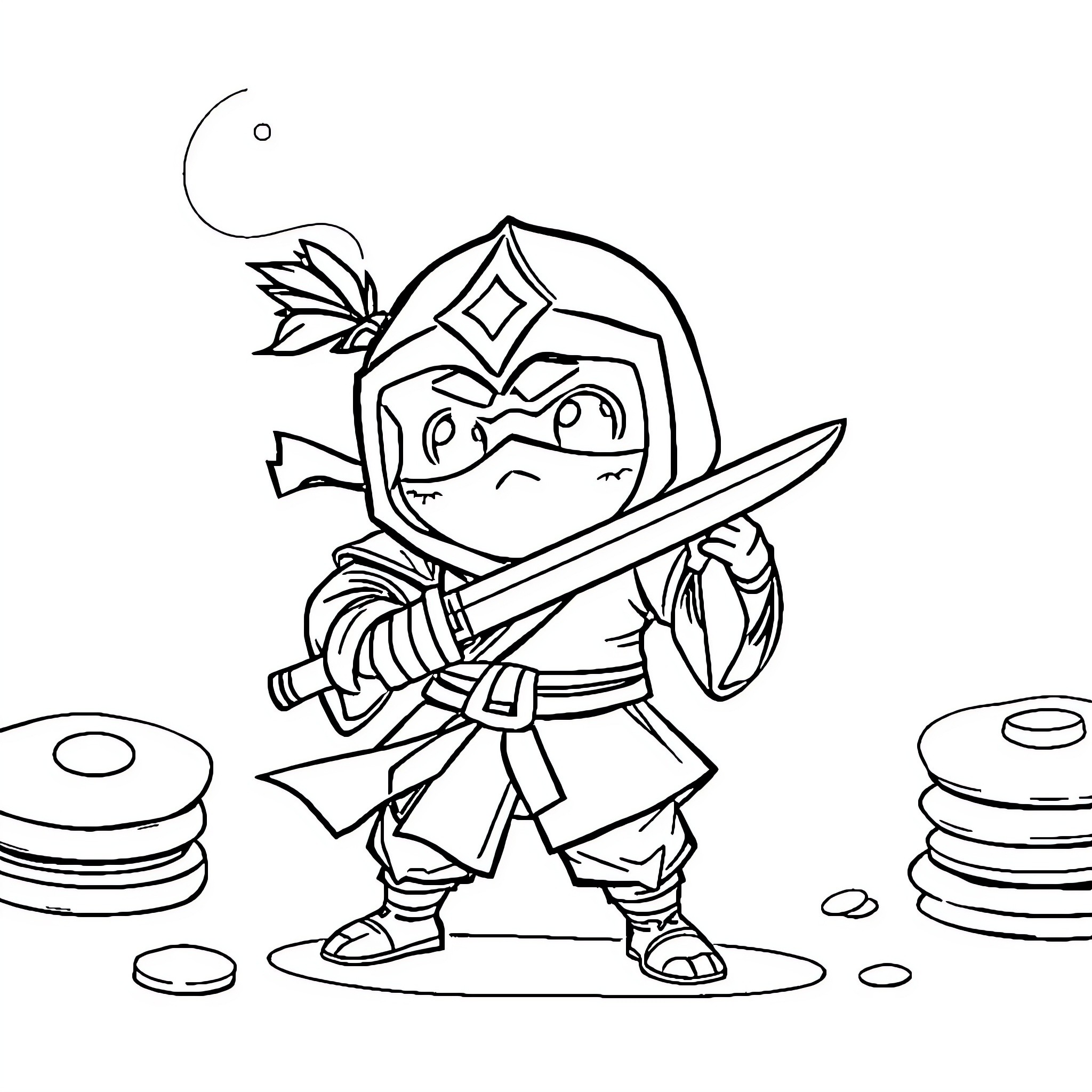 P.E.K.K.A - Heroic Warrior in Action Coloring Page (free black-and-white line drawing printable PDF for all, from beginners to advanced learners, including children, teens, adults, and seniors)