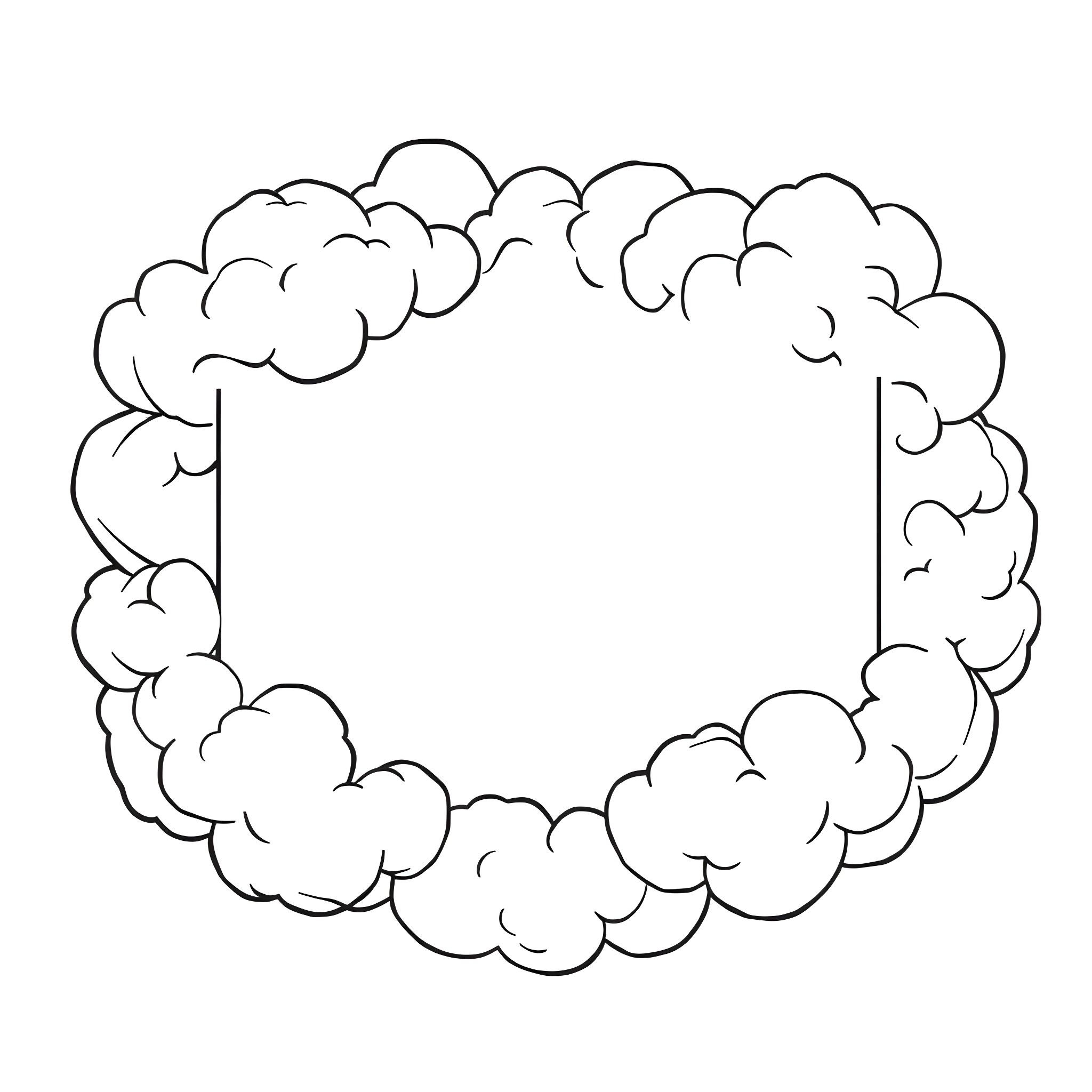 Text Box with Cloud-like Frame Coloring Page (free black-and-white line drawing printable PDF for all, from beginners to advanced learners, including children, teens, adults, and seniors)