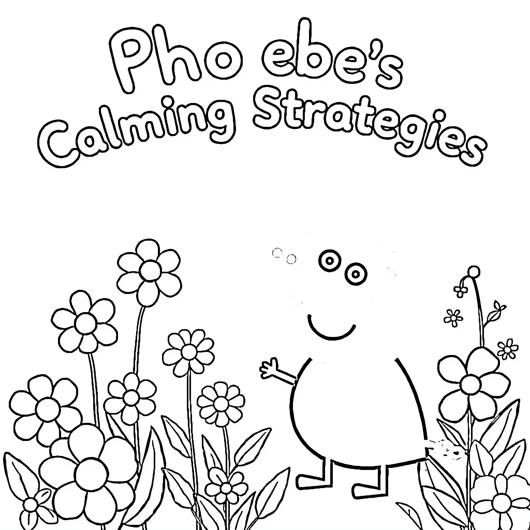 Peppa Pig's Calming Strategies Coloring Page (free black-and-white line drawing printable PDF for all, from beginners to advanced learners, including children, teens, adults, and seniors)