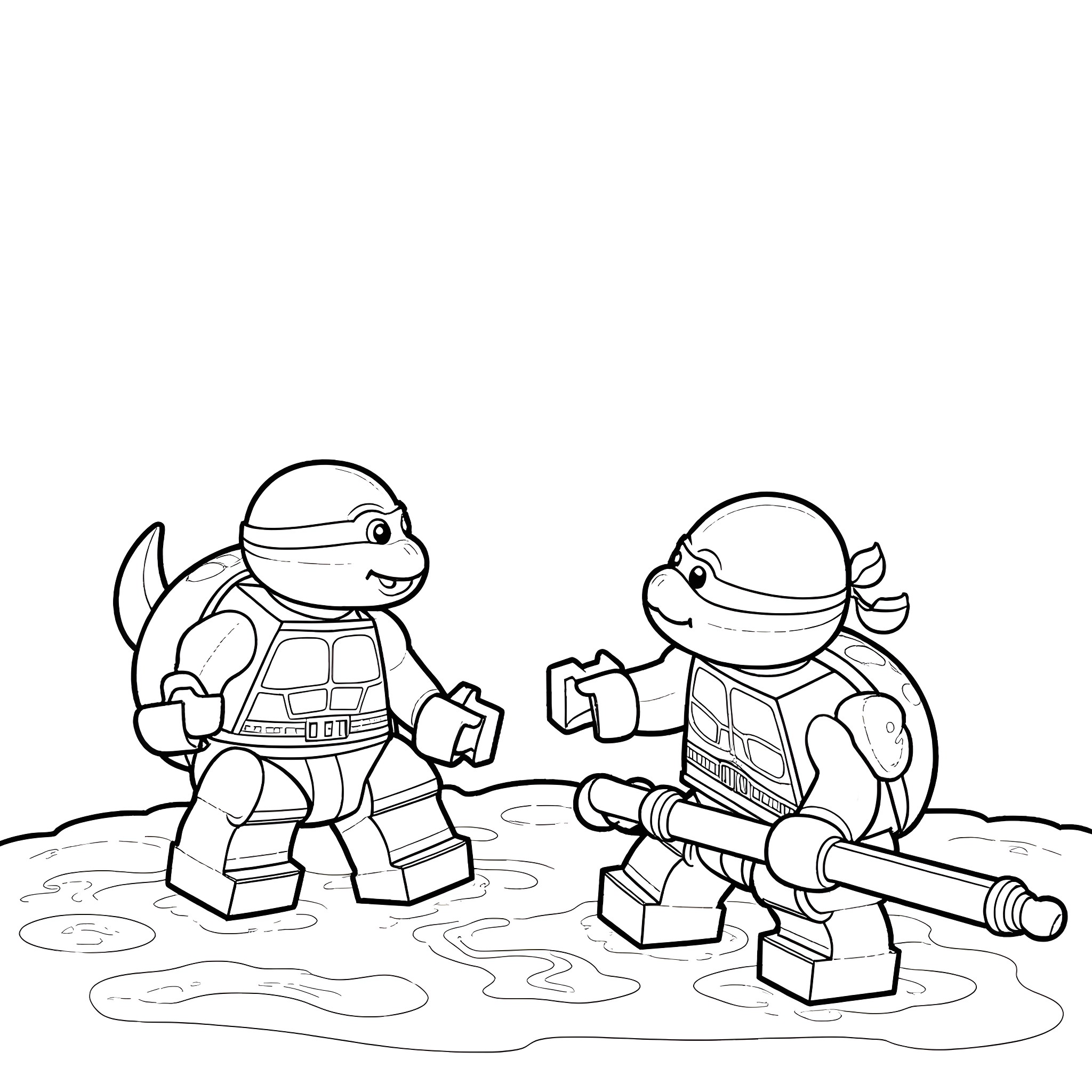 Dollhouse figures playing in the mud Coloring Page (free black-and-white line drawing printable PDF for all, from beginners to advanced learners, including children, teens, adults, and seniors)