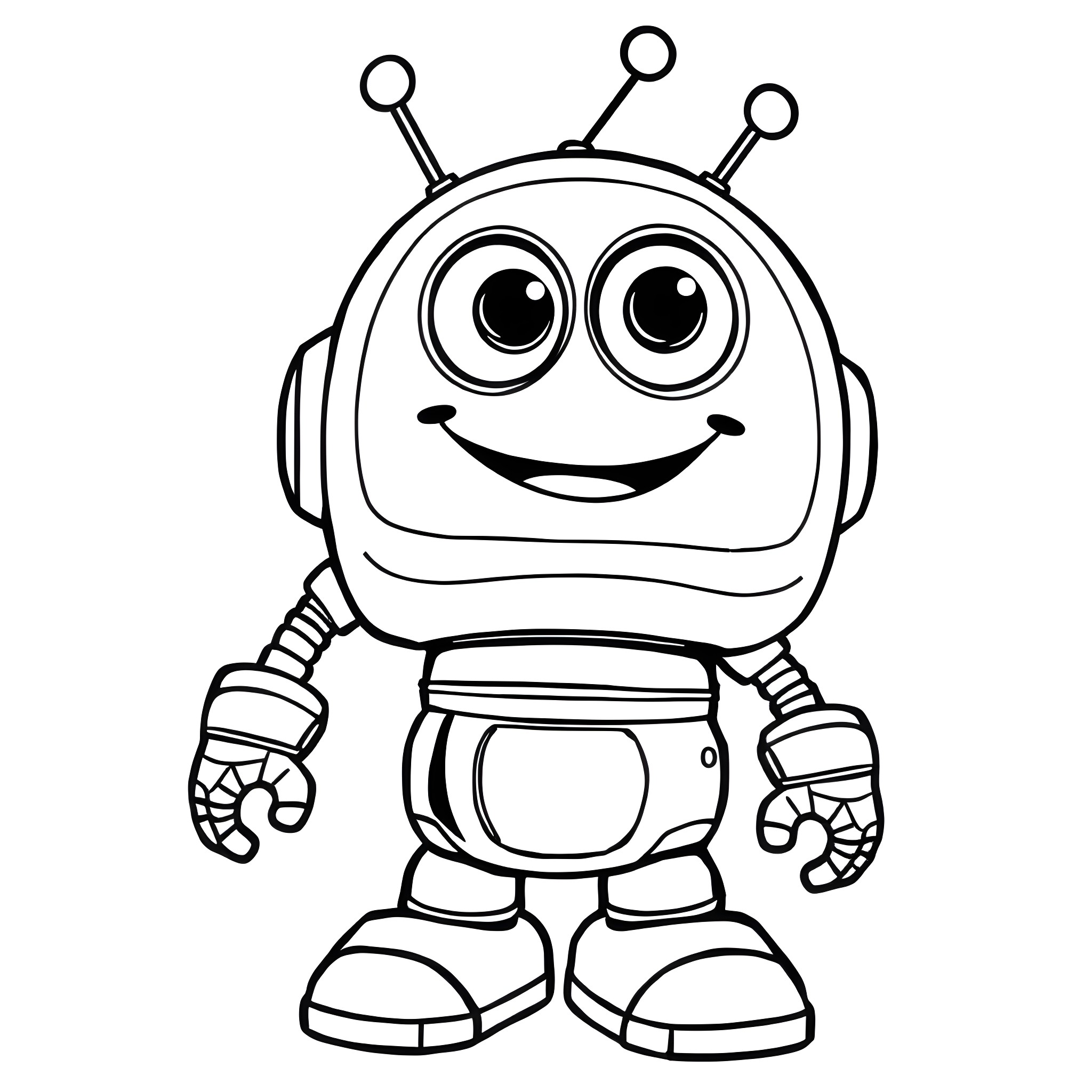 Rodney Copperbottom's Friendly Robot Companion Coloring Page (free black-and-white line drawing printable PDF for all, from beginners to advanced learners, including children, teens, adults, and seniors)