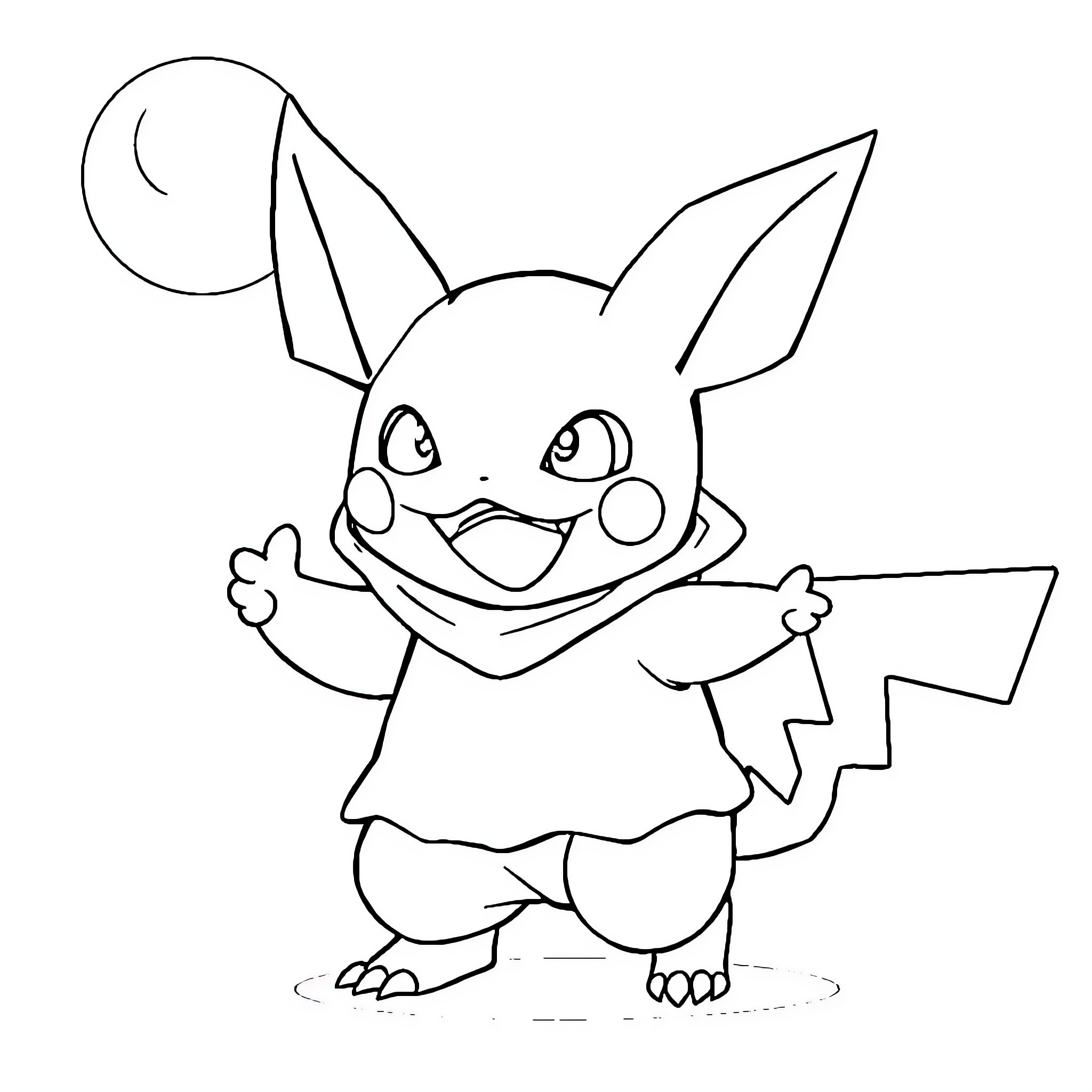 Gengar expressing excitement and enthusiasm Coloring Page (free black-and-white line drawing printable PDF for all, from beginners to advanced learners, including children, teens, adults, and seniors)