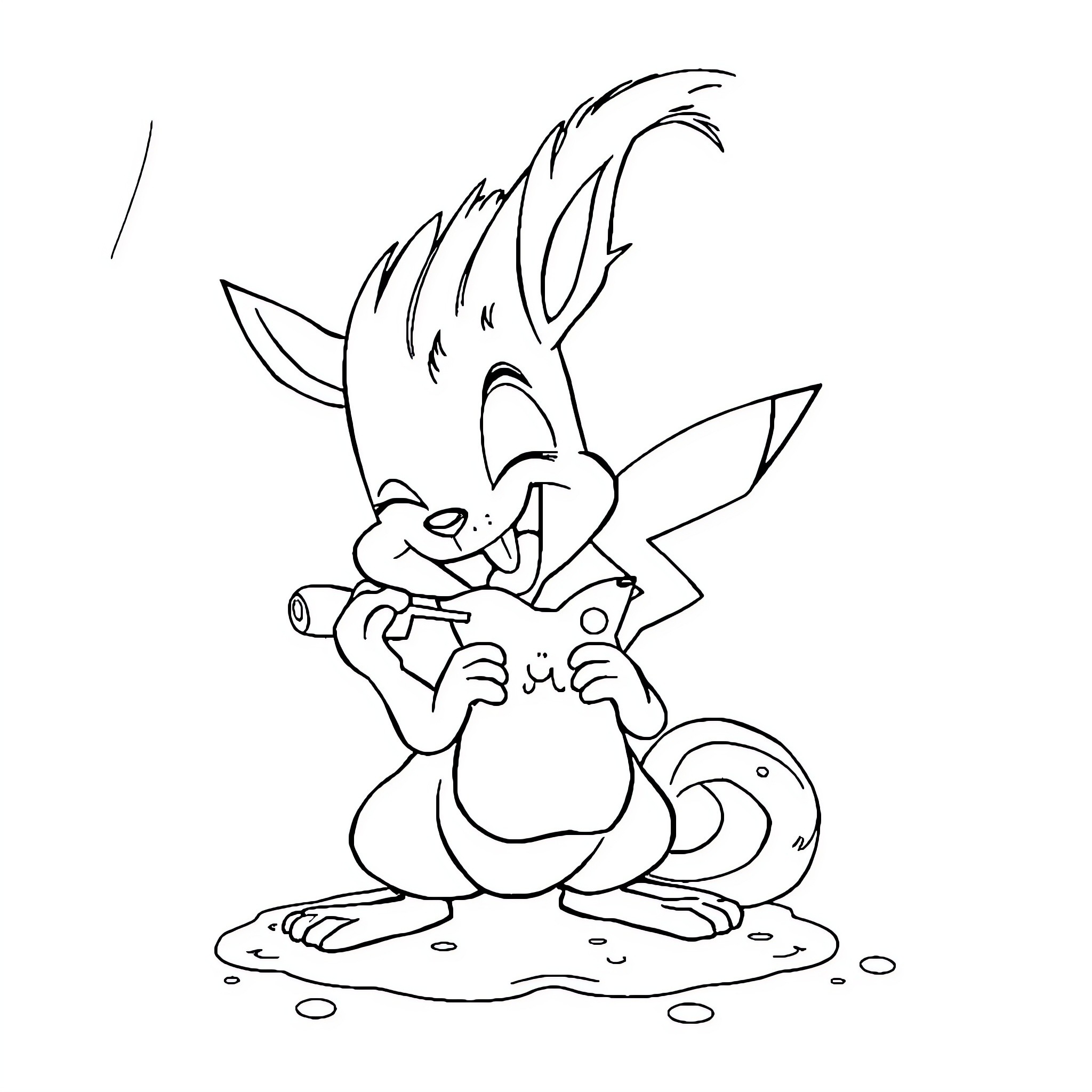 Scrat's Acorn-Catching Antics Coloring Page (free black-and-white line drawing printable PDF for all, from beginners to advanced learners, including children, teens, adults, and seniors)