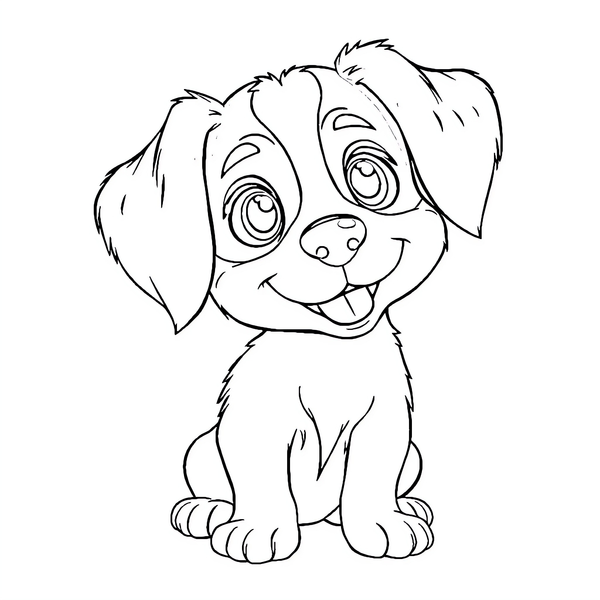 Cavalier King Charles Puppy's Joyful Expression Coloring Page (free black-and-white line drawing printable PDF for all, from beginners to advanced learners, including children, teens, adults, and seniors)