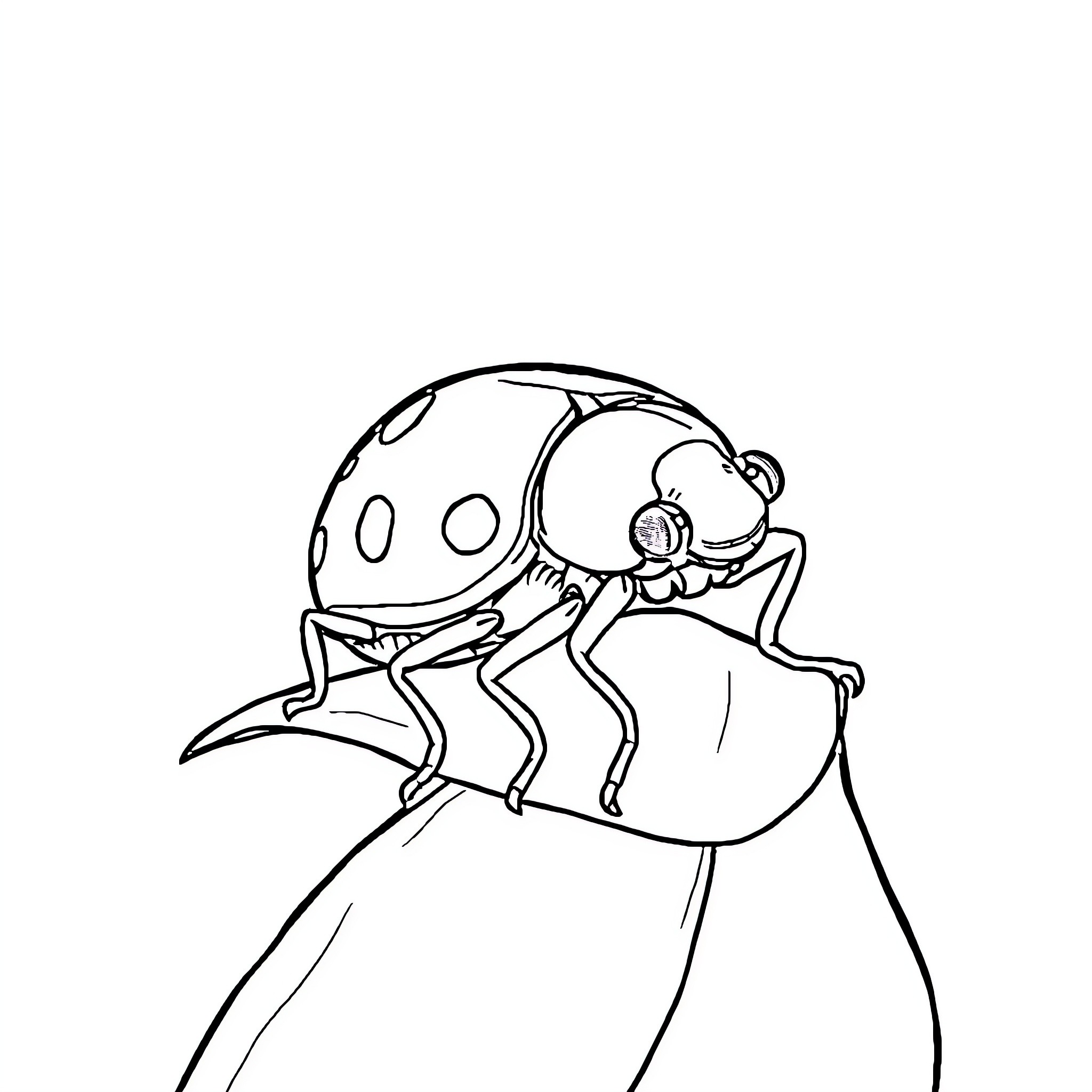 Bug crawling on a leaf Coloring Page (free black-and-white line drawing printable PDF for all, from beginners to advanced learners, including children, teens, adults, and seniors)