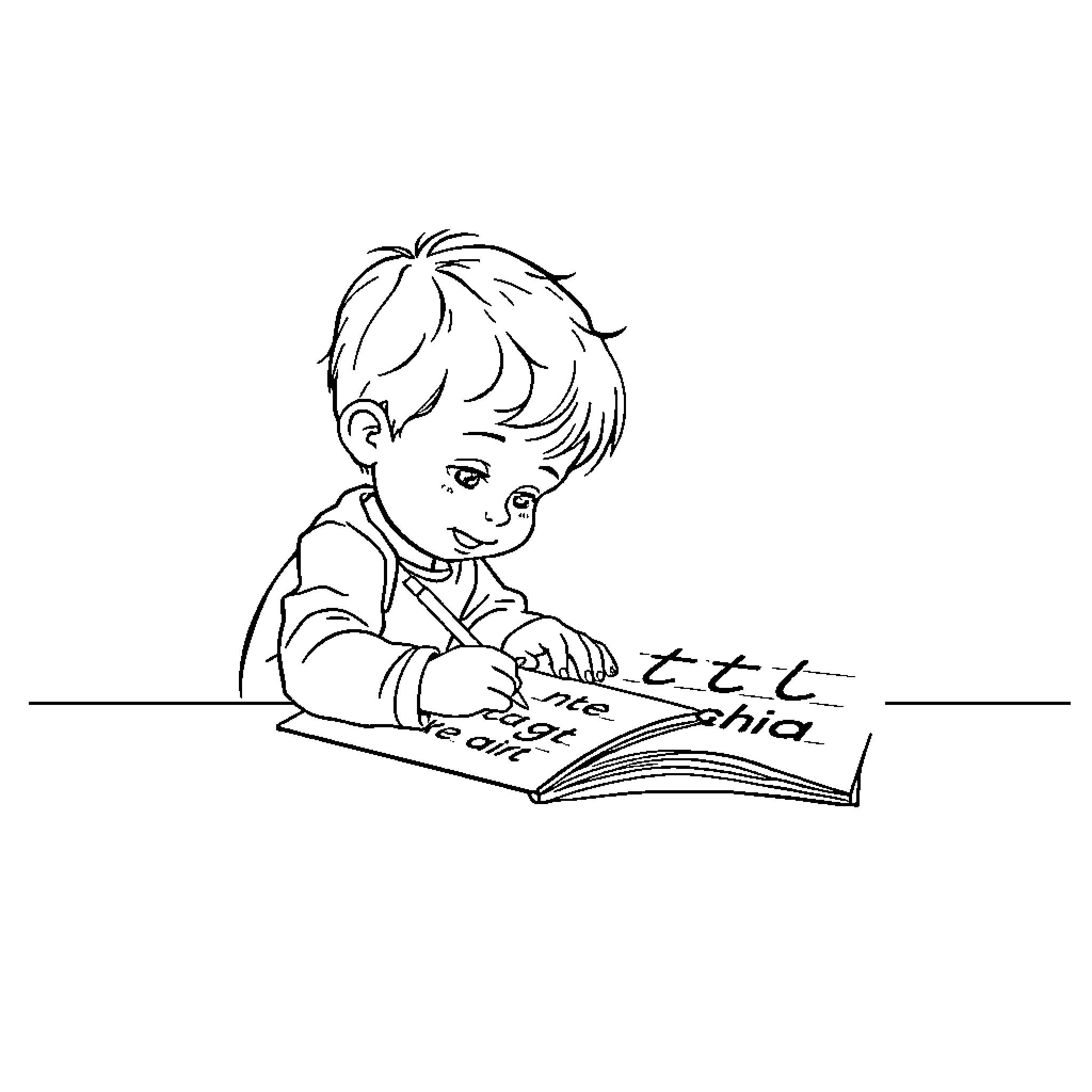 Letter from a Young Student Coloring Page (free black-and-white line drawing printable PDF for all, from beginners to advanced learners, including children, teens, adults, and seniors)