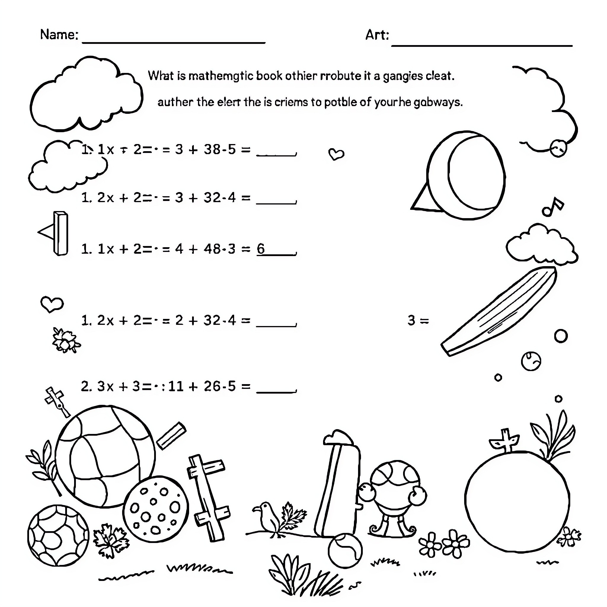 Mathematics activities, expressions, and scenes Coloring Page (free black-and-white line drawing printable PDF for all, from beginners to advanced learners, including children, teens, adults, and seniors)