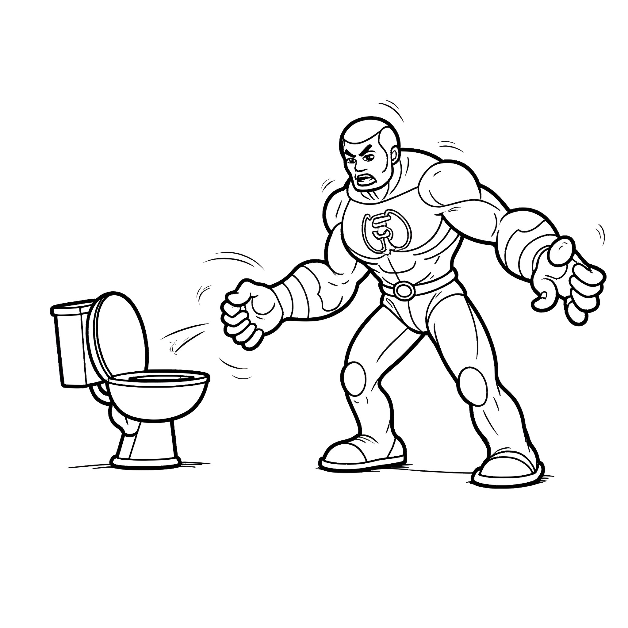 Skibidi Toilet: Superhero Confronting Menace Coloring Page (free black-and-white line drawing printable PDF for all, from beginners to advanced learners, including children, teens, adults, and seniors)