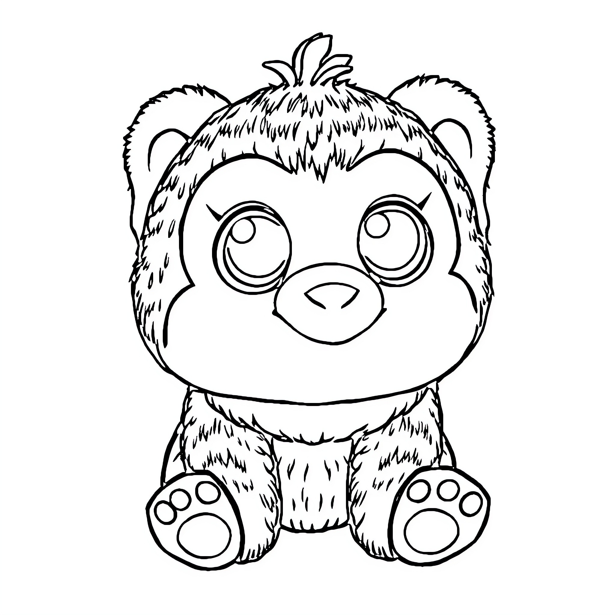 Labubu the Cute and Cuddly Plush Toy Coloring Page (free black-and-white line drawing printable PDF for all, from beginners to advanced learners, including children, teens, adults, and seniors)