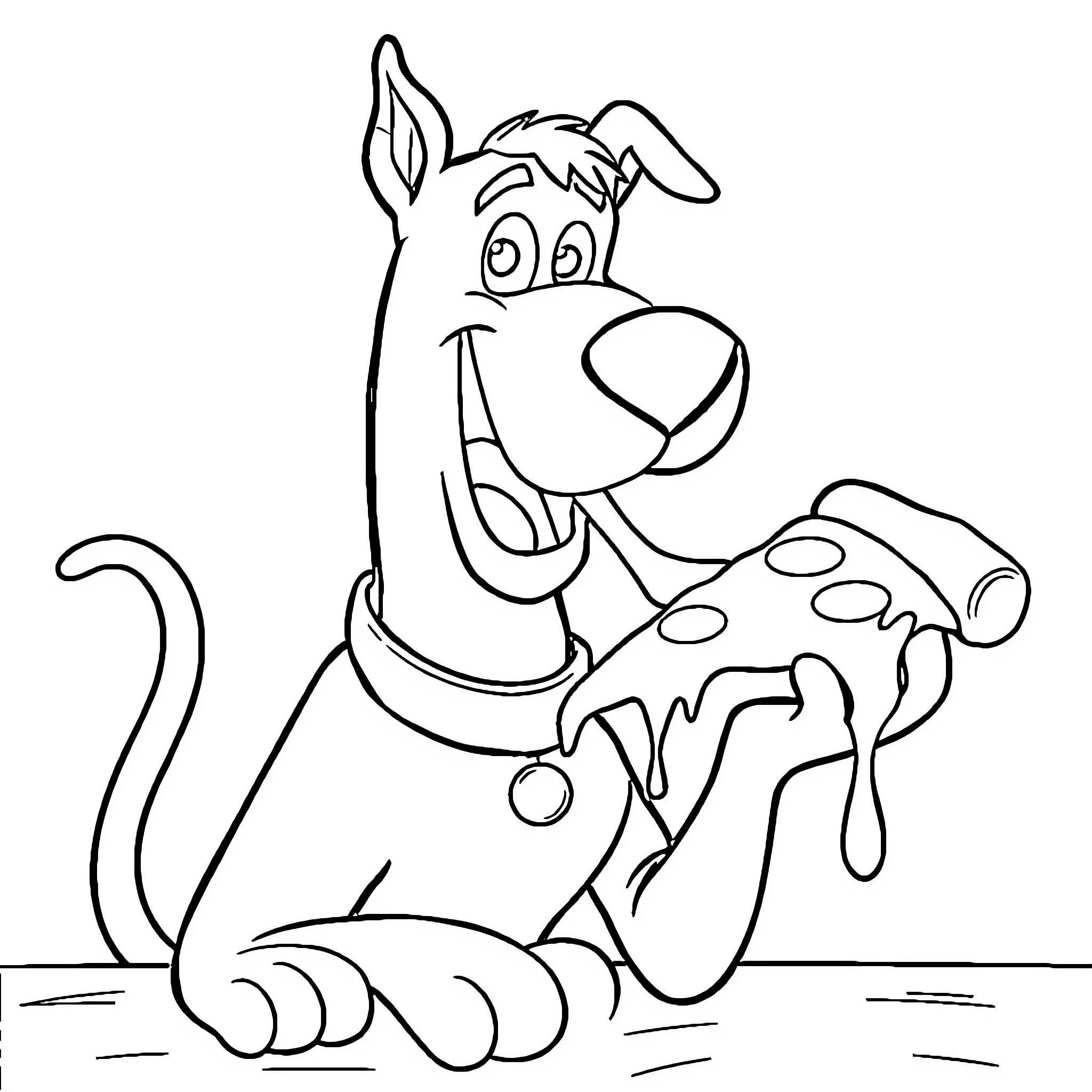 Scooby Doo having a playful moment Coloring Page (free black-and-white line drawing printable PDF for all, from beginners to advanced learners, including children, teens, adults, and seniors)