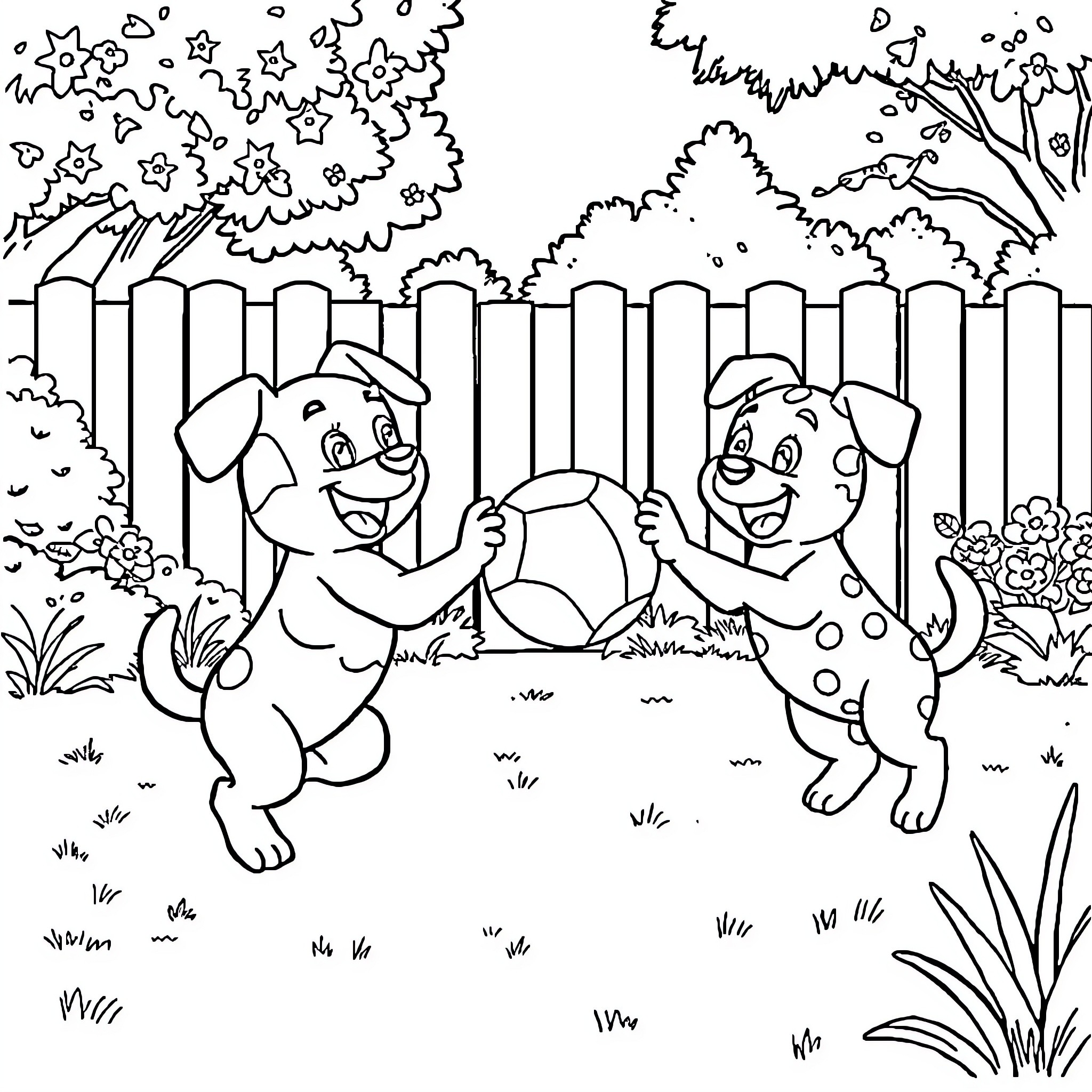 Bluey's Playful Adventure in the Backyard Coloring Page (free black-and-white line drawing printable PDF for all, from beginners to advanced learners, including children, teens, adults, and seniors)