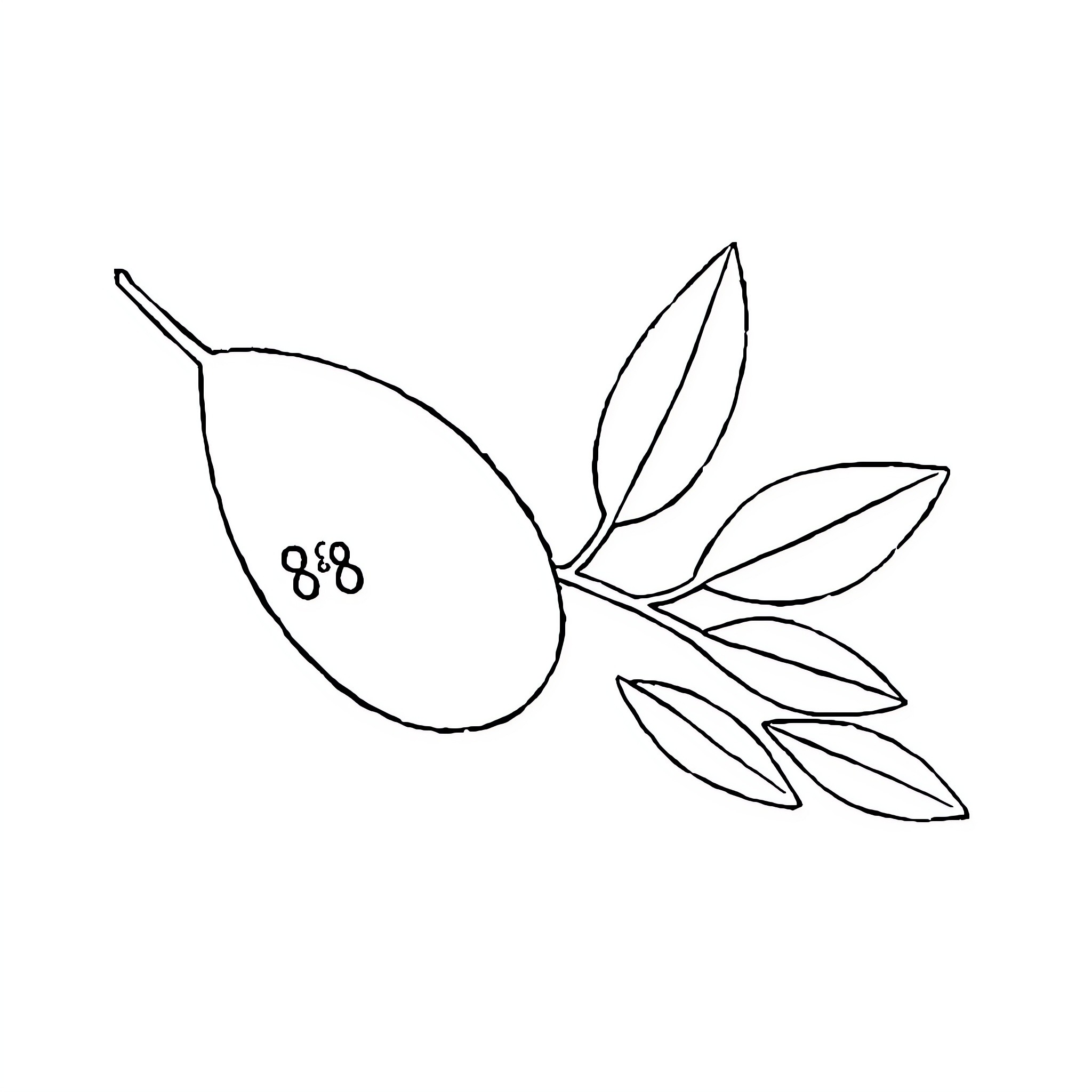Olive Leaf Artwork with Simple Shapes Coloring Page (free black-and-white line drawing printable PDF for all, from beginners to advanced learners, including children, teens, adults, and seniors)