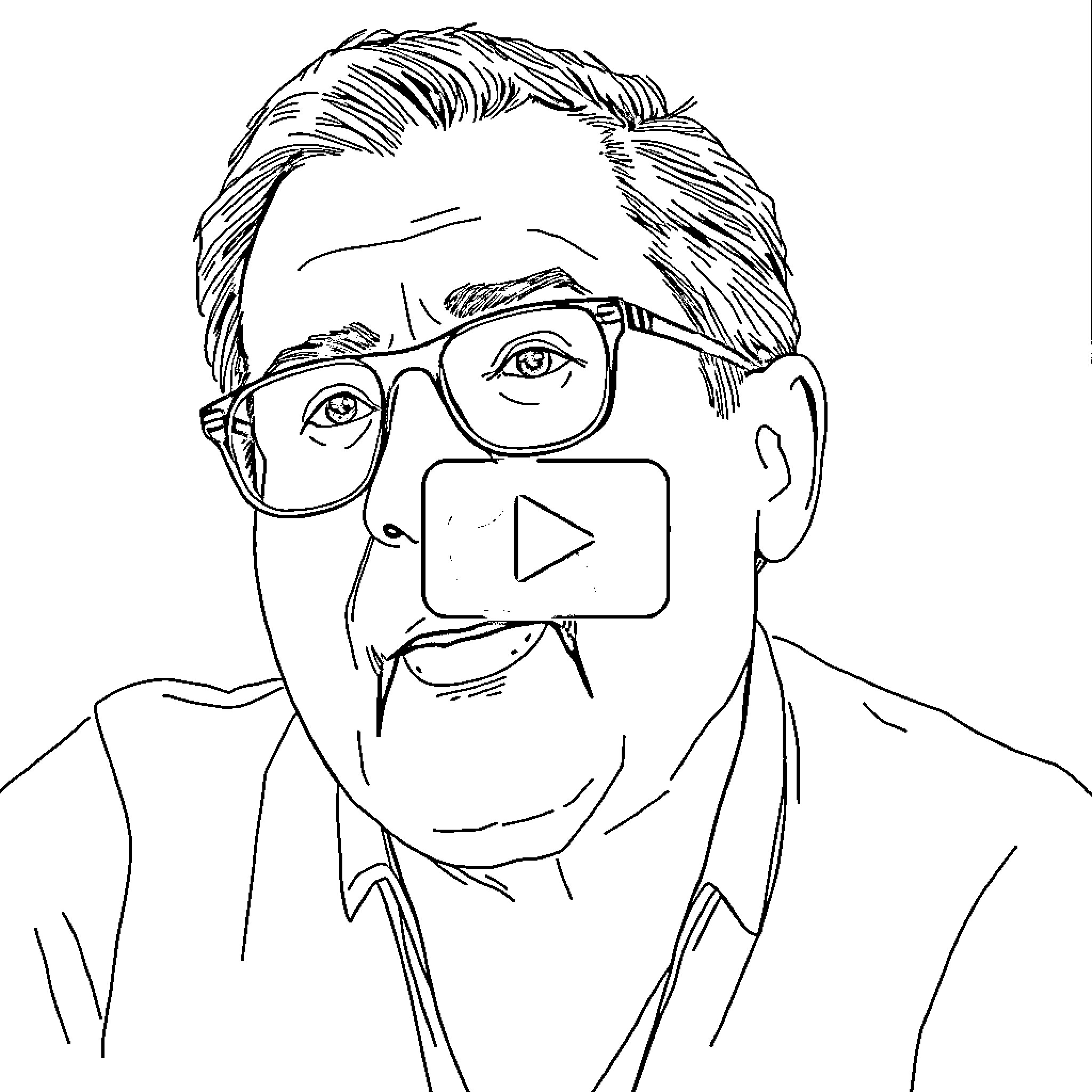 Roastposting Stern-faced Man with Spectacles Coloring Page (free black-and-white line drawing printable PDF for all, from beginners to advanced learners, including children, teens, adults, and seniors)