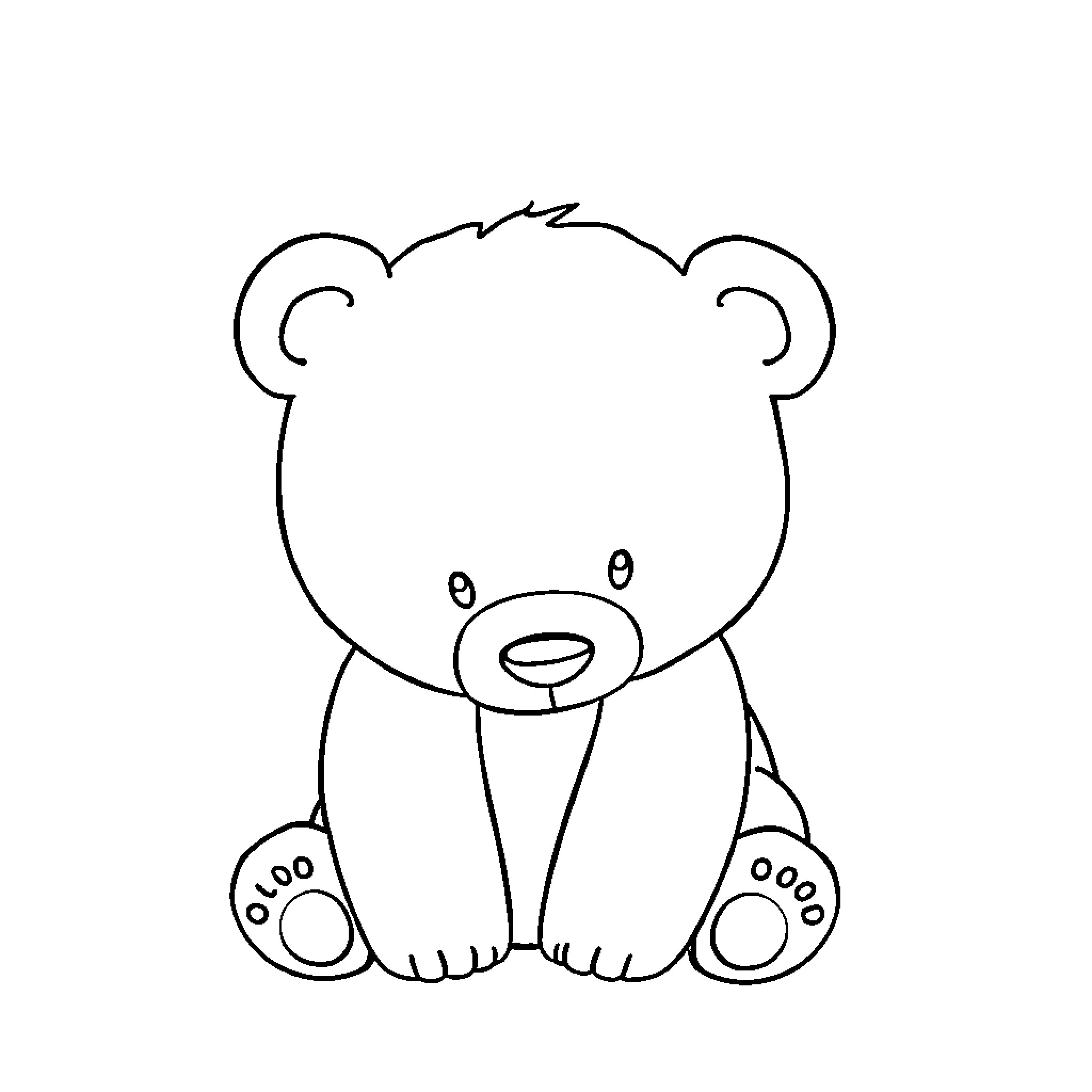 Bear sitting in simple outline style Coloring Page (free black-and-white line drawing printable PDF for all, from beginners to advanced learners, including children, teens, adults, and seniors)